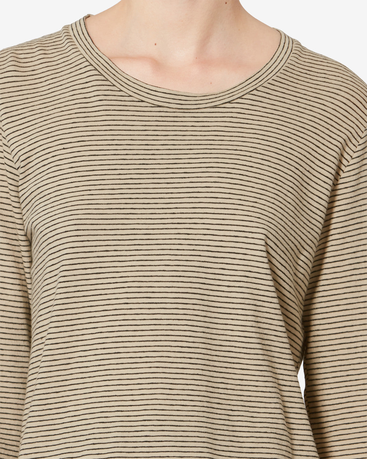 Isabel Marant Kaaron t-shirt noir-beige rayé lin