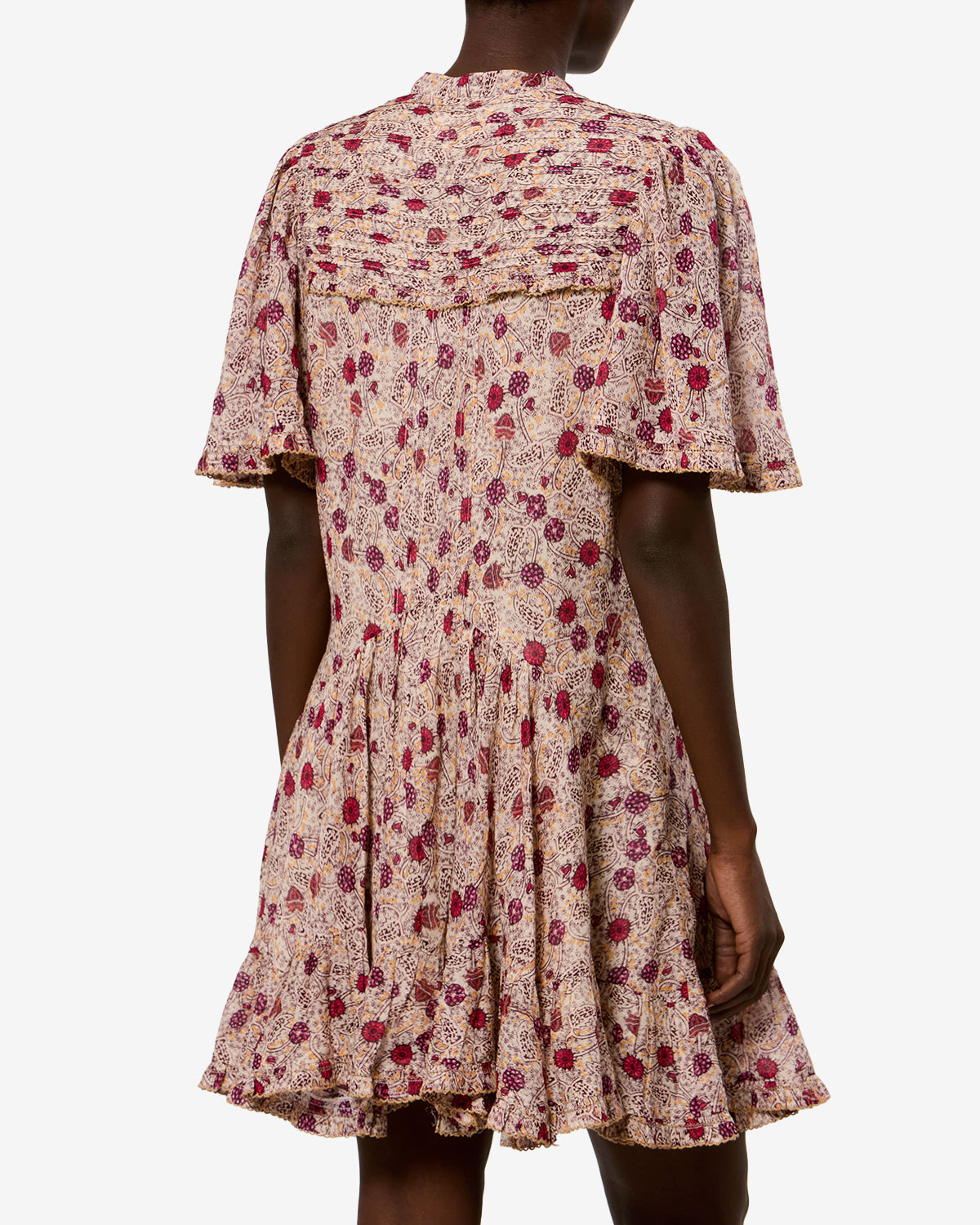 Isabel Marant Daynia Robe voile coton écru-framboise
