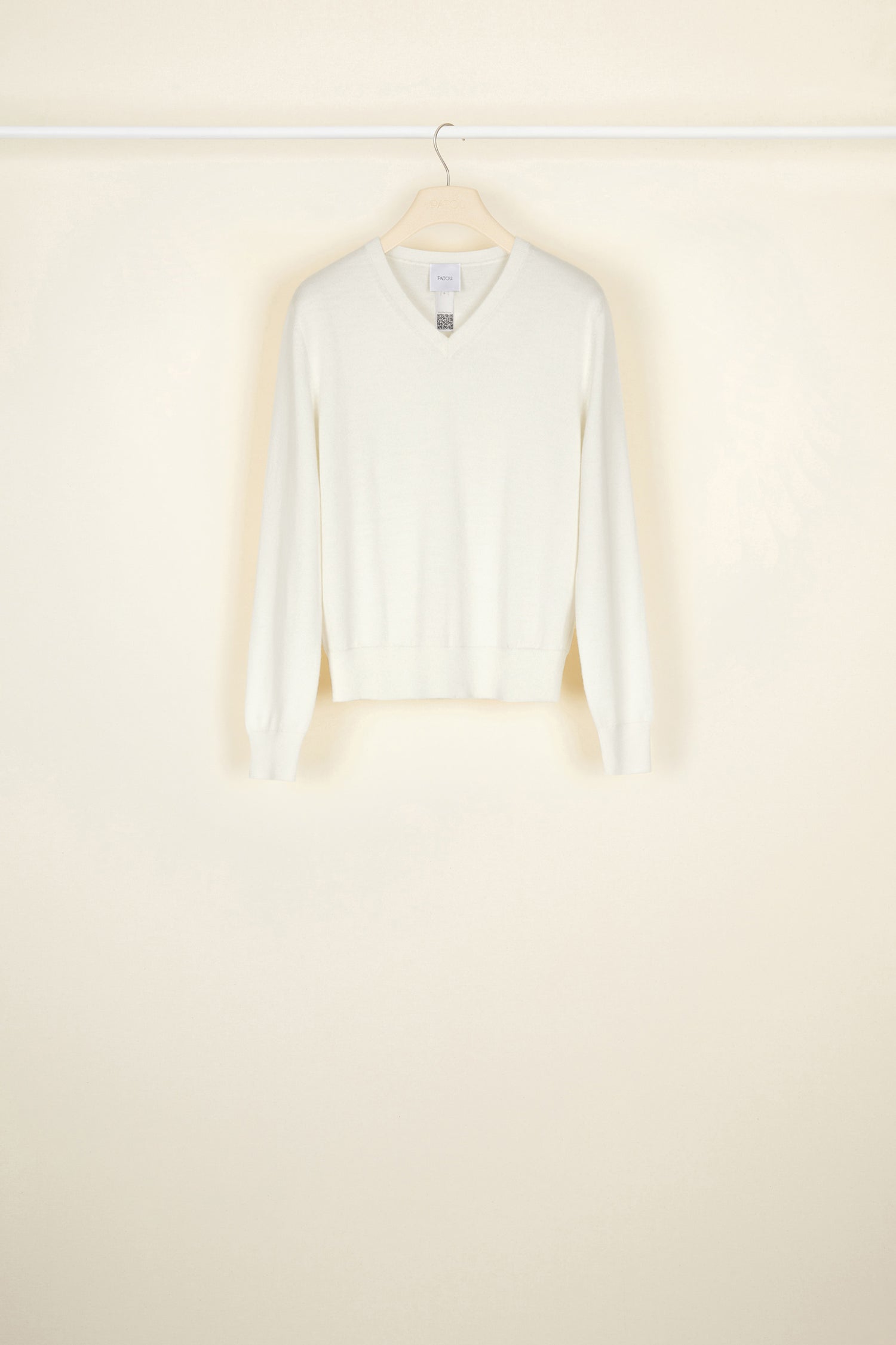 Patou KN023 Pull col crochet crème laine fine