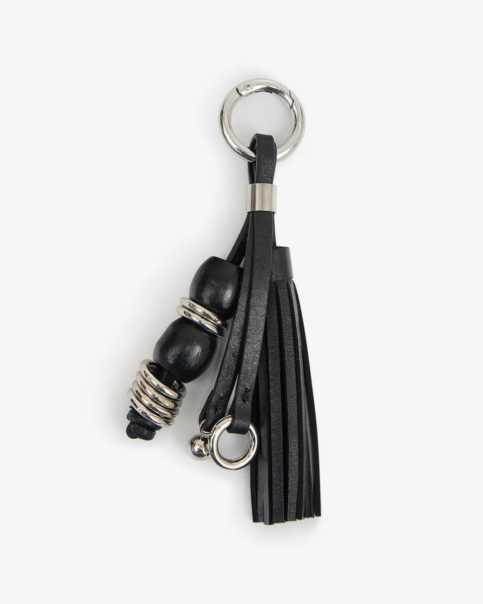 Isabel Marant Charms porte-clés cuir noir argenté