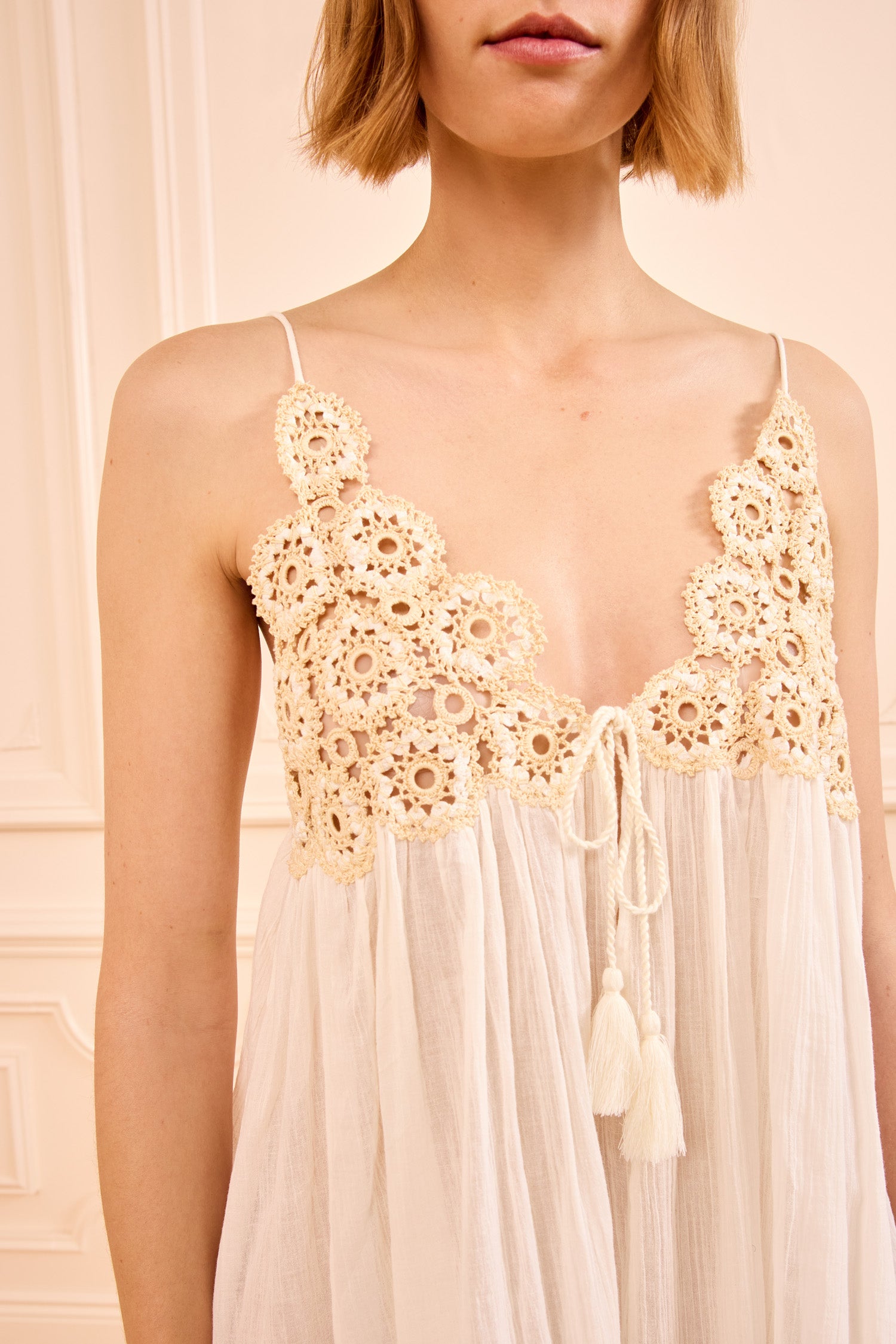 Ulla Johnson Zadie robe cache-maillot Crème crochet coton
