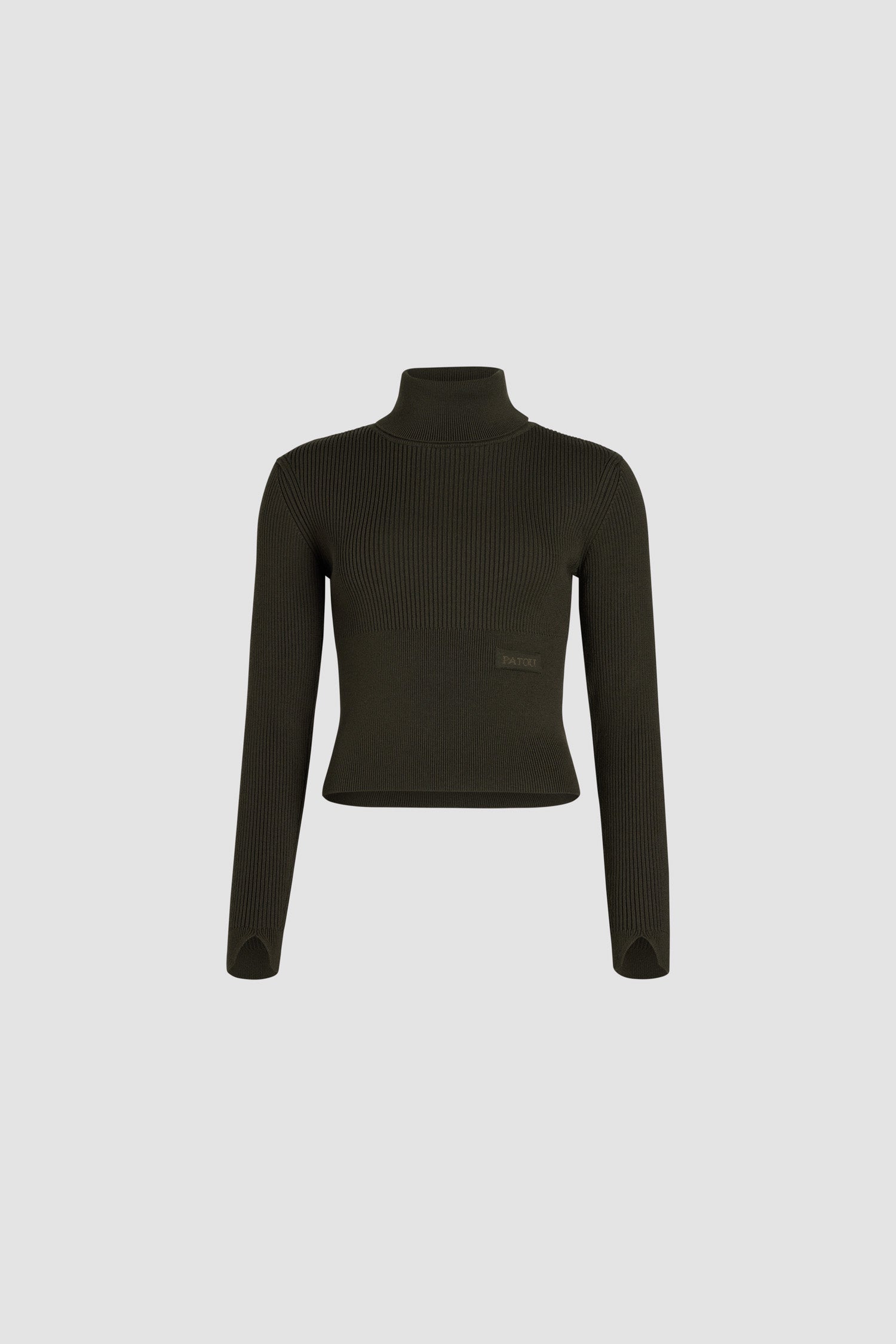 Patou H24KN1848009751K pull col roulé kaki laine cachemire