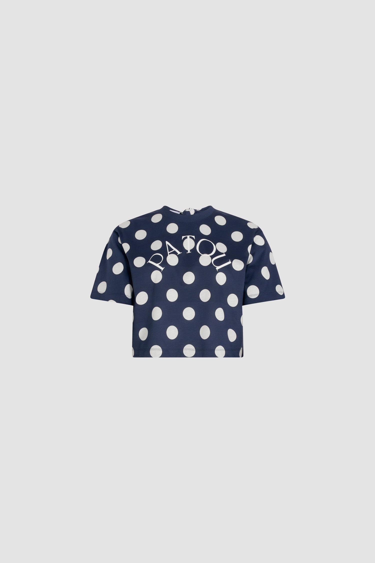 Patou P25JE137 t-shirt coton bio bleu marine pois crop