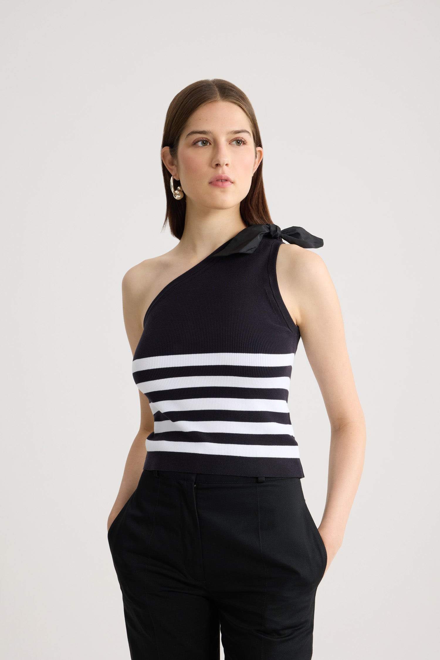 Patou KN333 top rayé asymétrique coton Offshore Stripes XS-XL