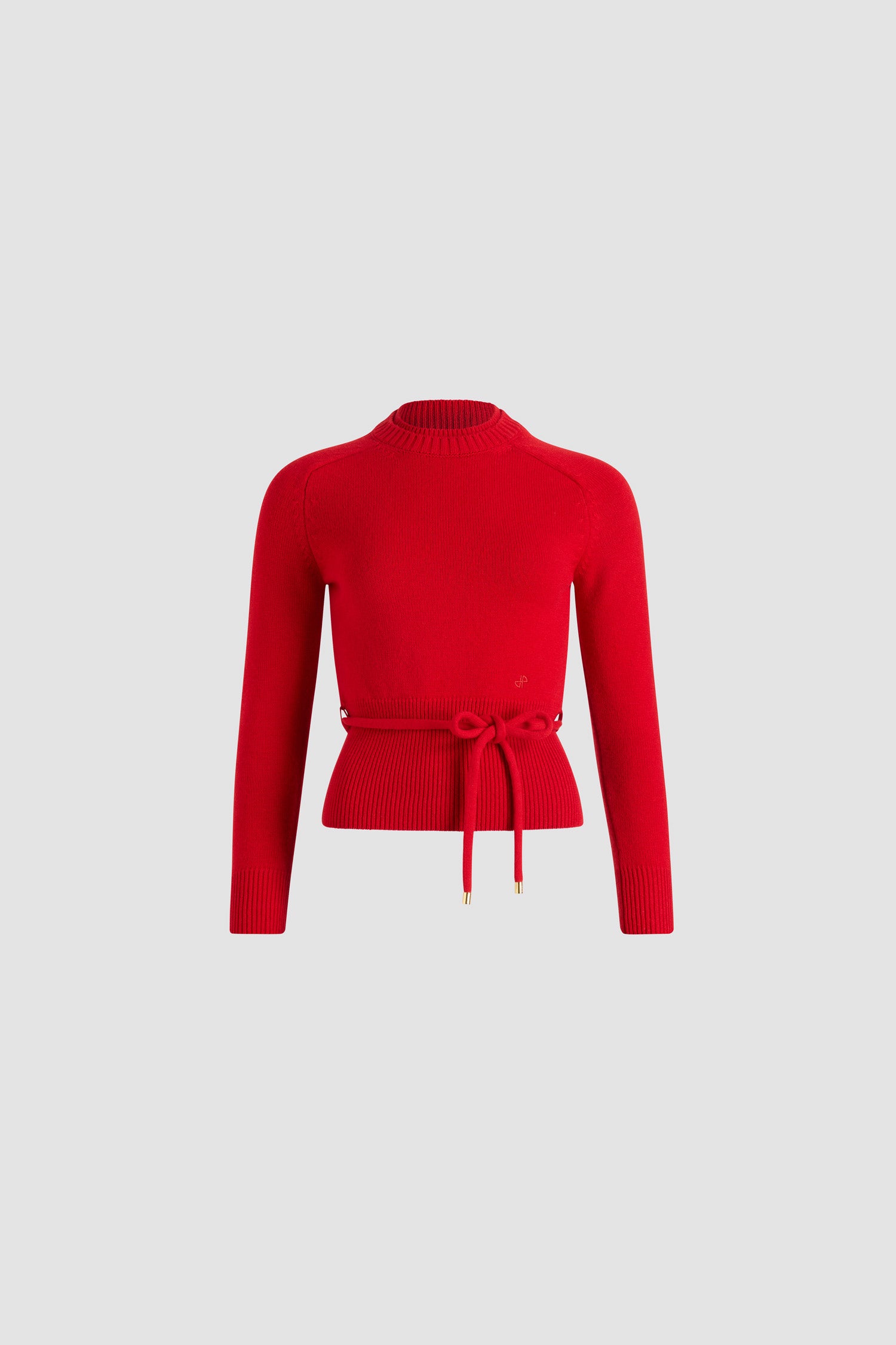 Patou KN301 pull Madder Red laine cachemire à ceinture