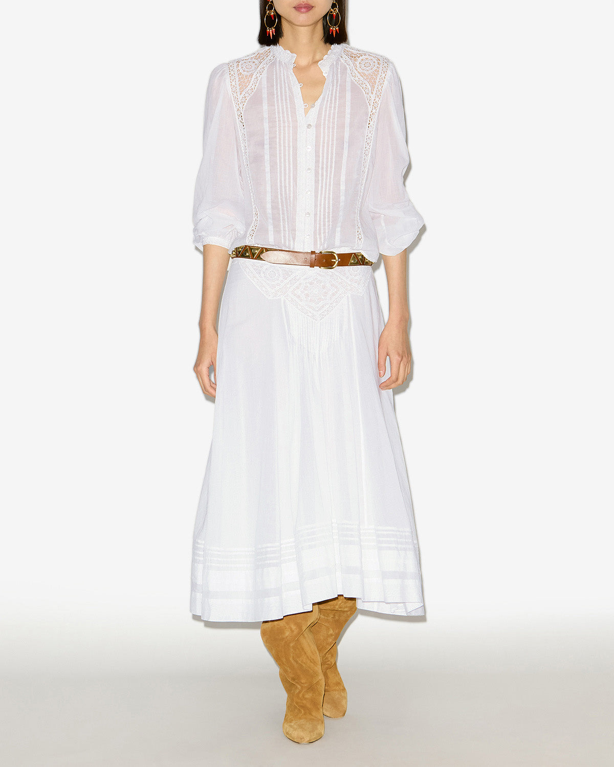 Isabel Marant Greicy blouse blanche dentelle coupe droite