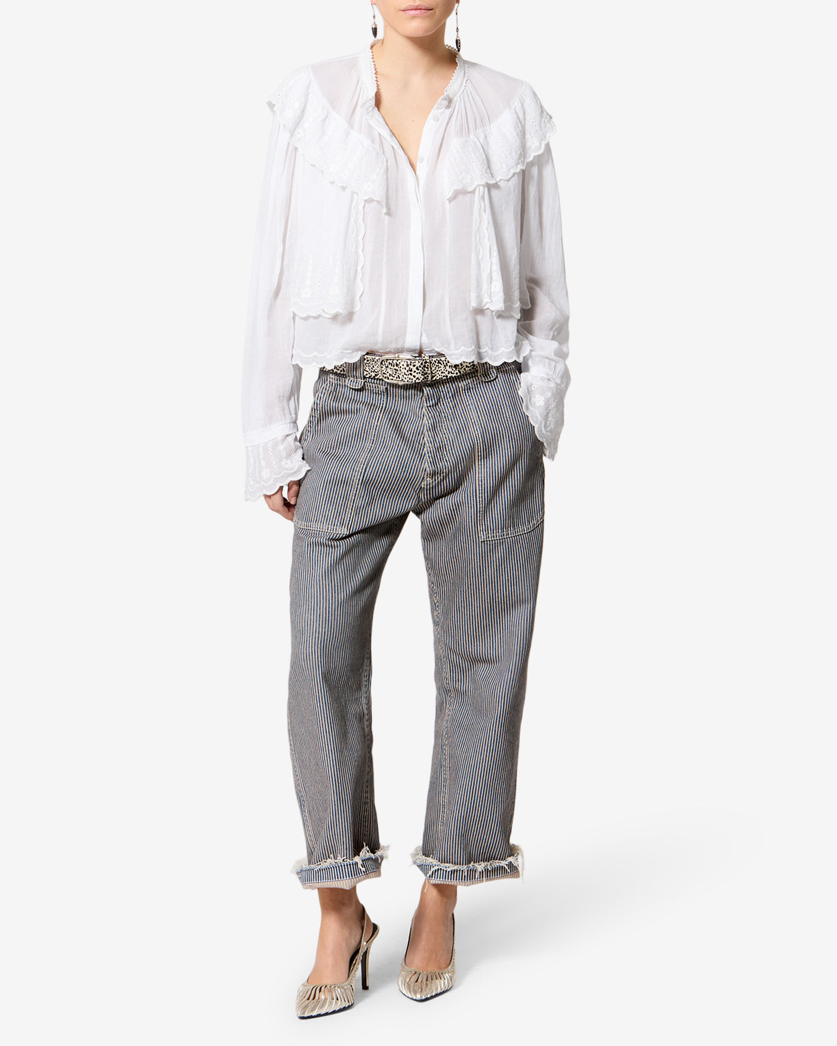 Isabel Marant Kelmon blouse broderie anglaise blanc volants
