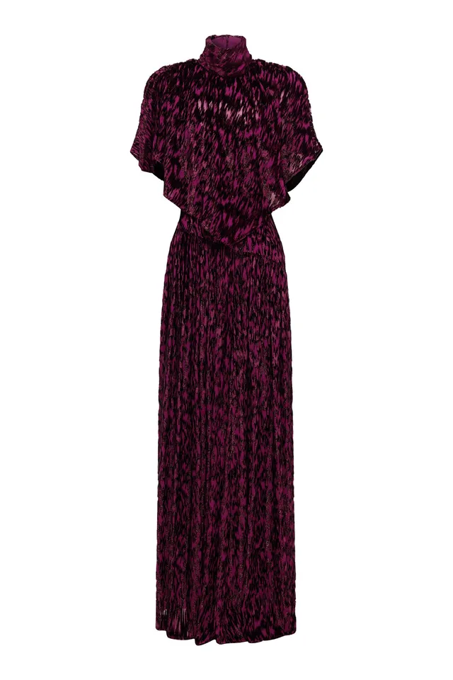 Alemaïs Jimi Gown robe longue velours métallique cape
