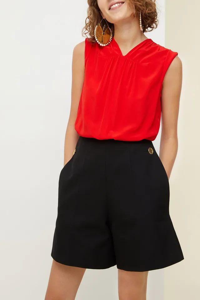 Patou P20JU001 combishort soie coton noir coquelicot
