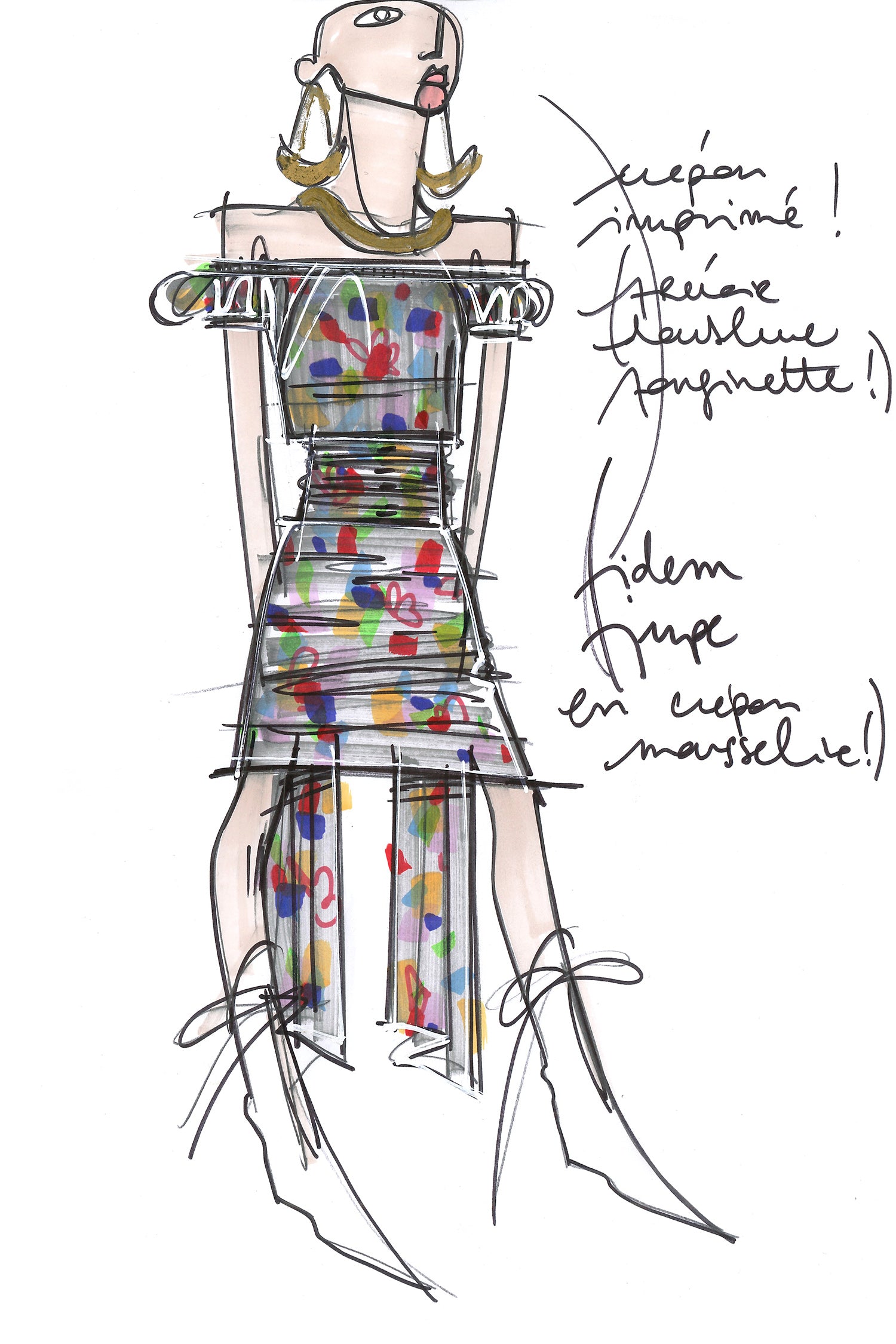 Patou SK002 jupe soie Thousand Flowers Bloom drapée