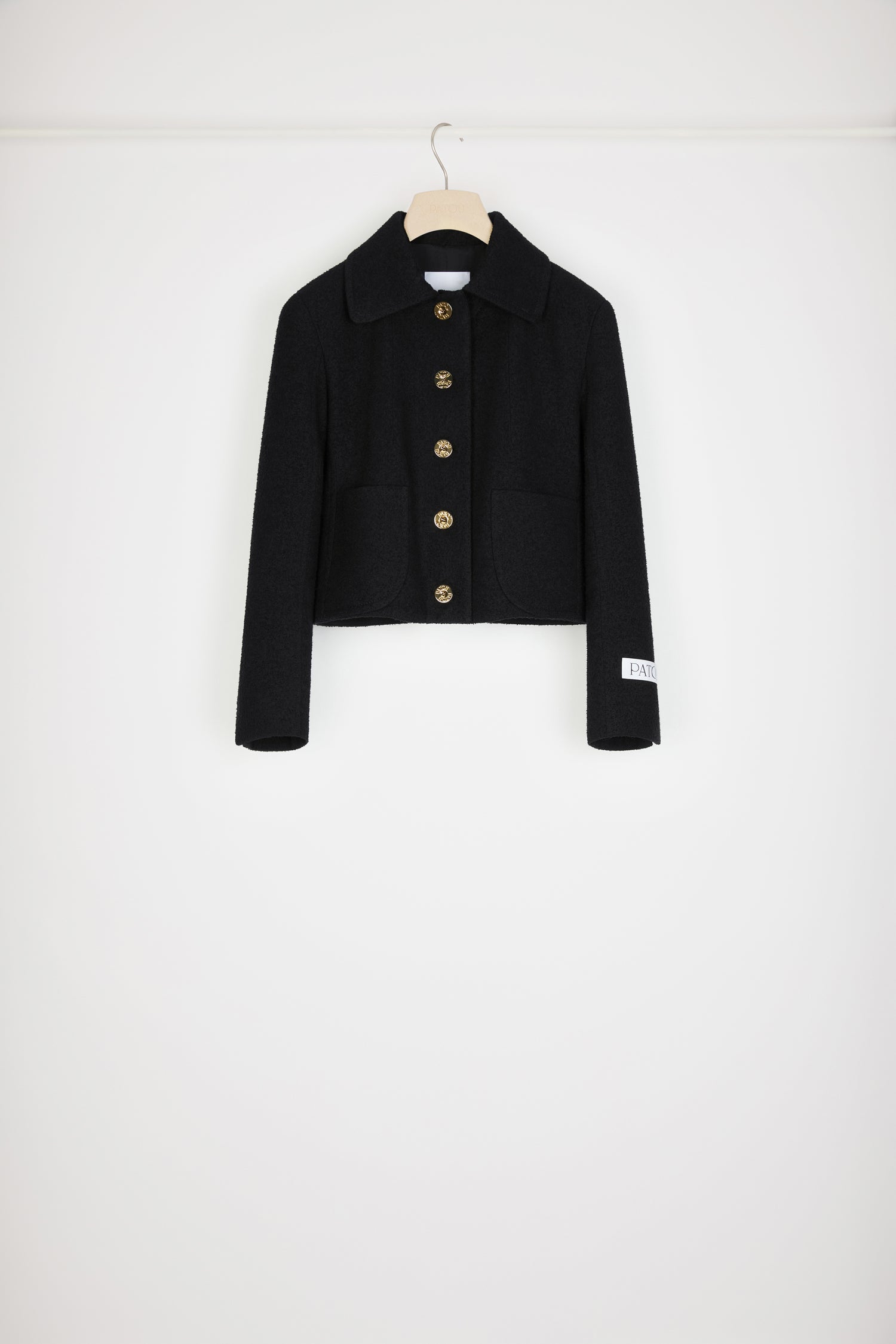 Patou JA031 tailored jacket veste tweed noir 44 boutons or