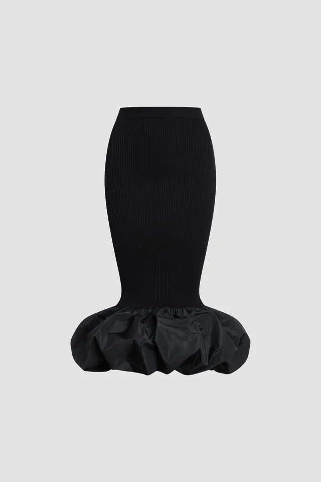 Patou jupe longue maille KN348 noire Black volants