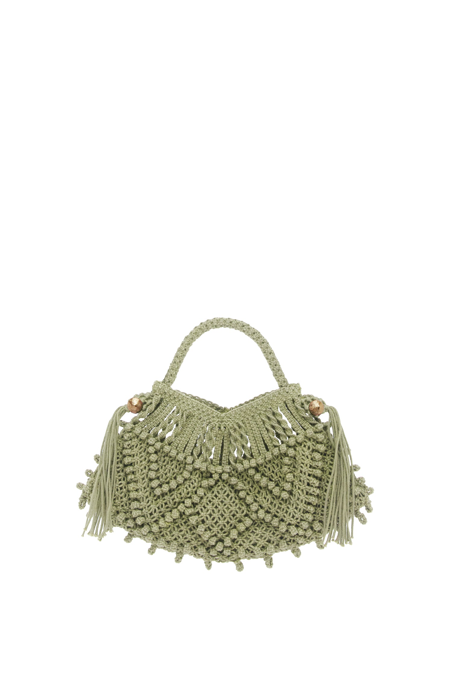 Alemais Macrame Crescent Bag sac croissant sauge coton