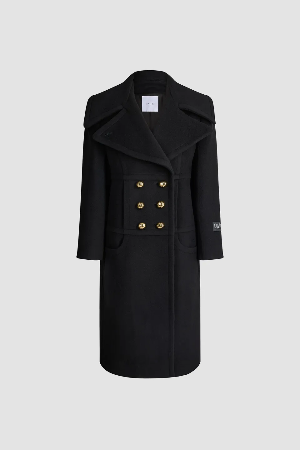 Patou CO0300217999B manteau laine noire double-boutonné