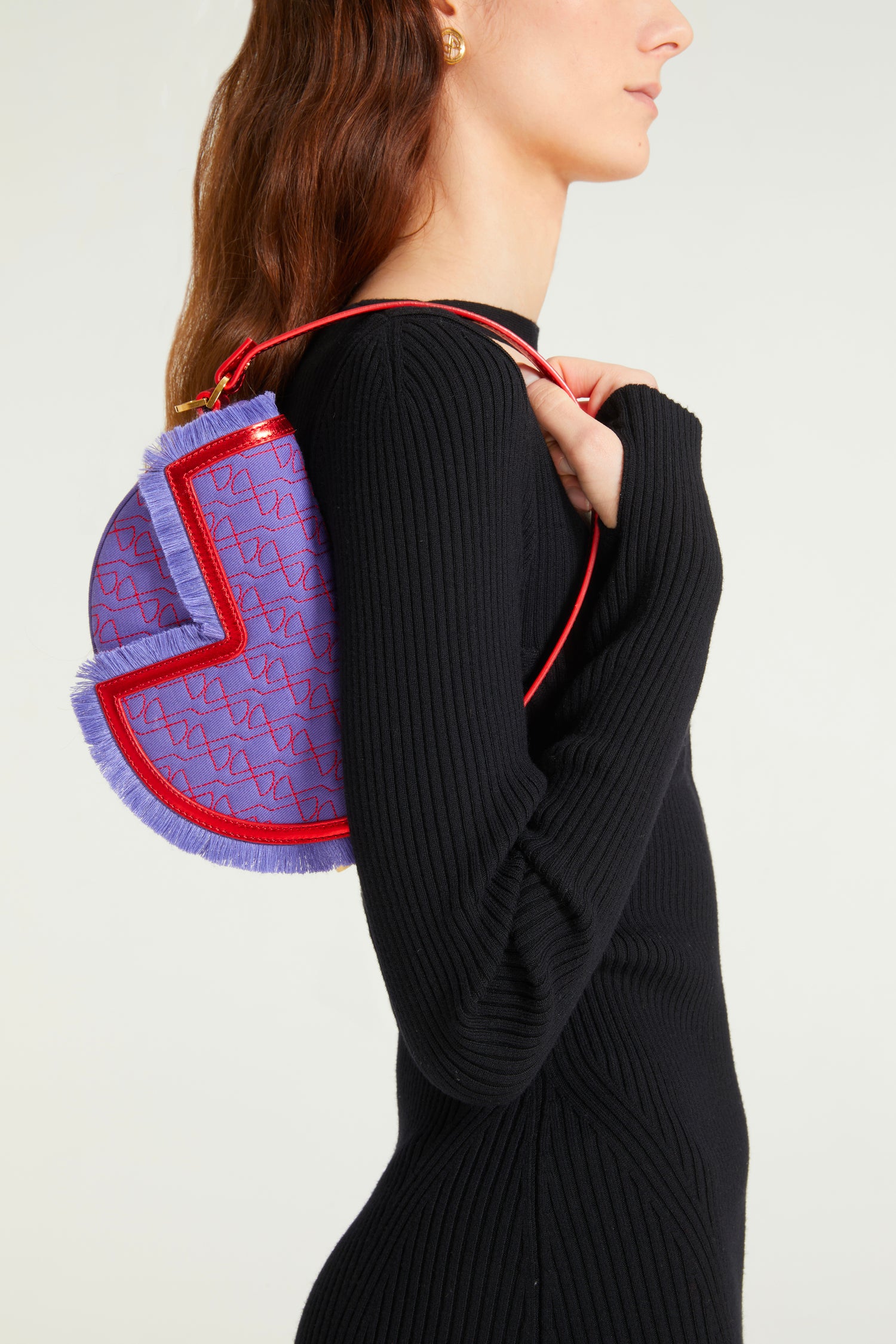 Patou Le Petit Patou BA007 sac denim violet cuir