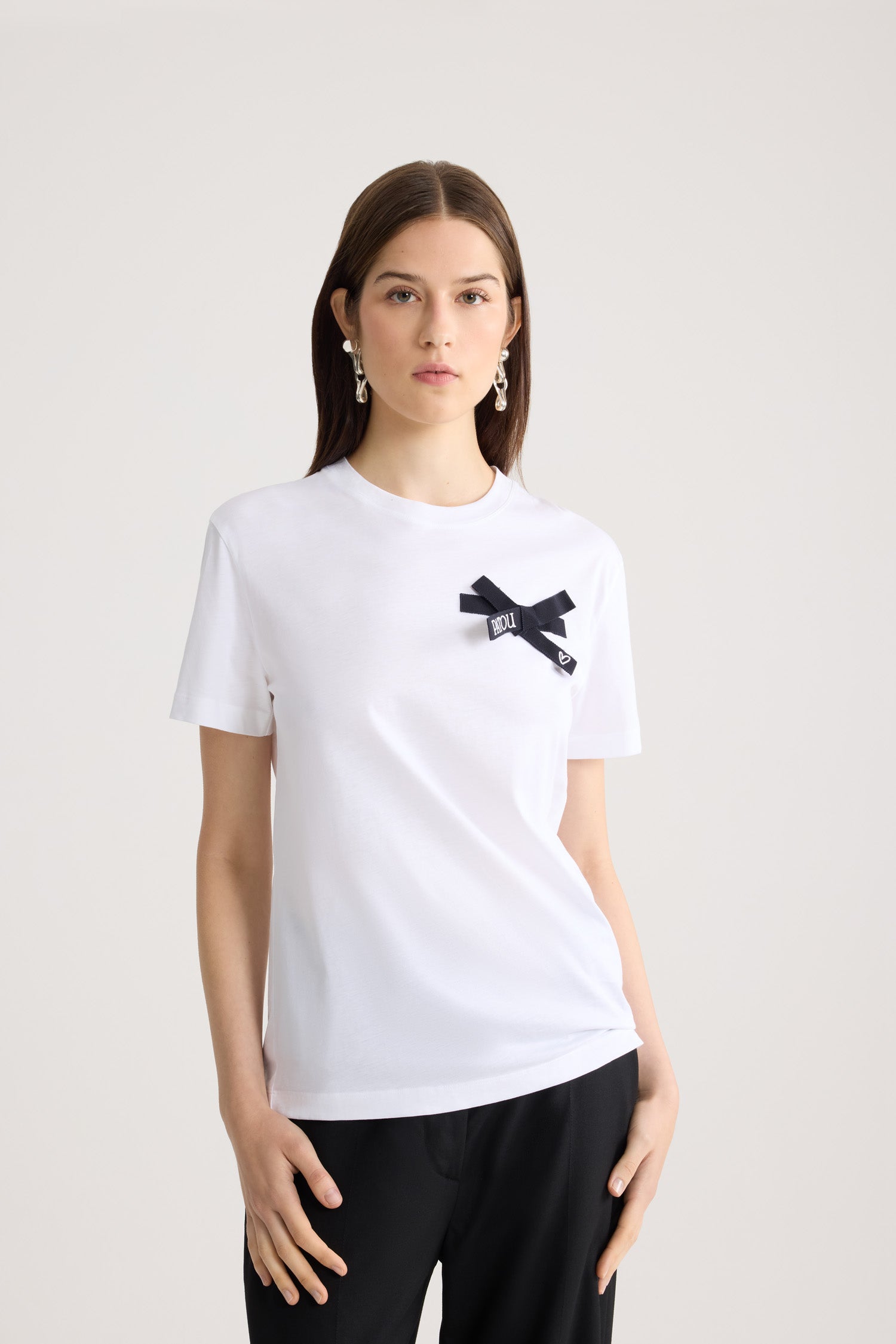Patou JE185 t-shirt coton bio blanc nœud noir
