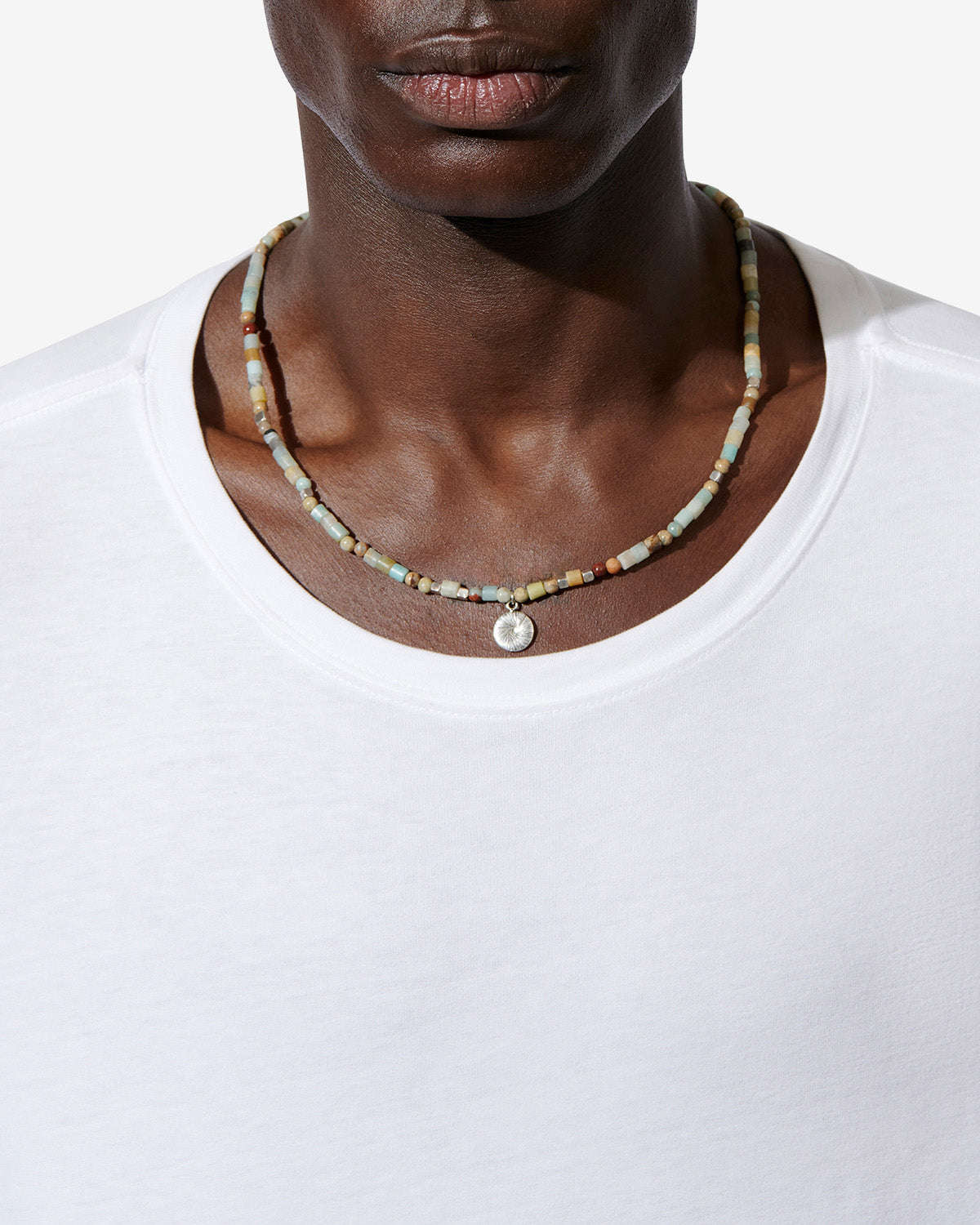 Isabel Marant Pierce collier pastel vert-argenté jaspe