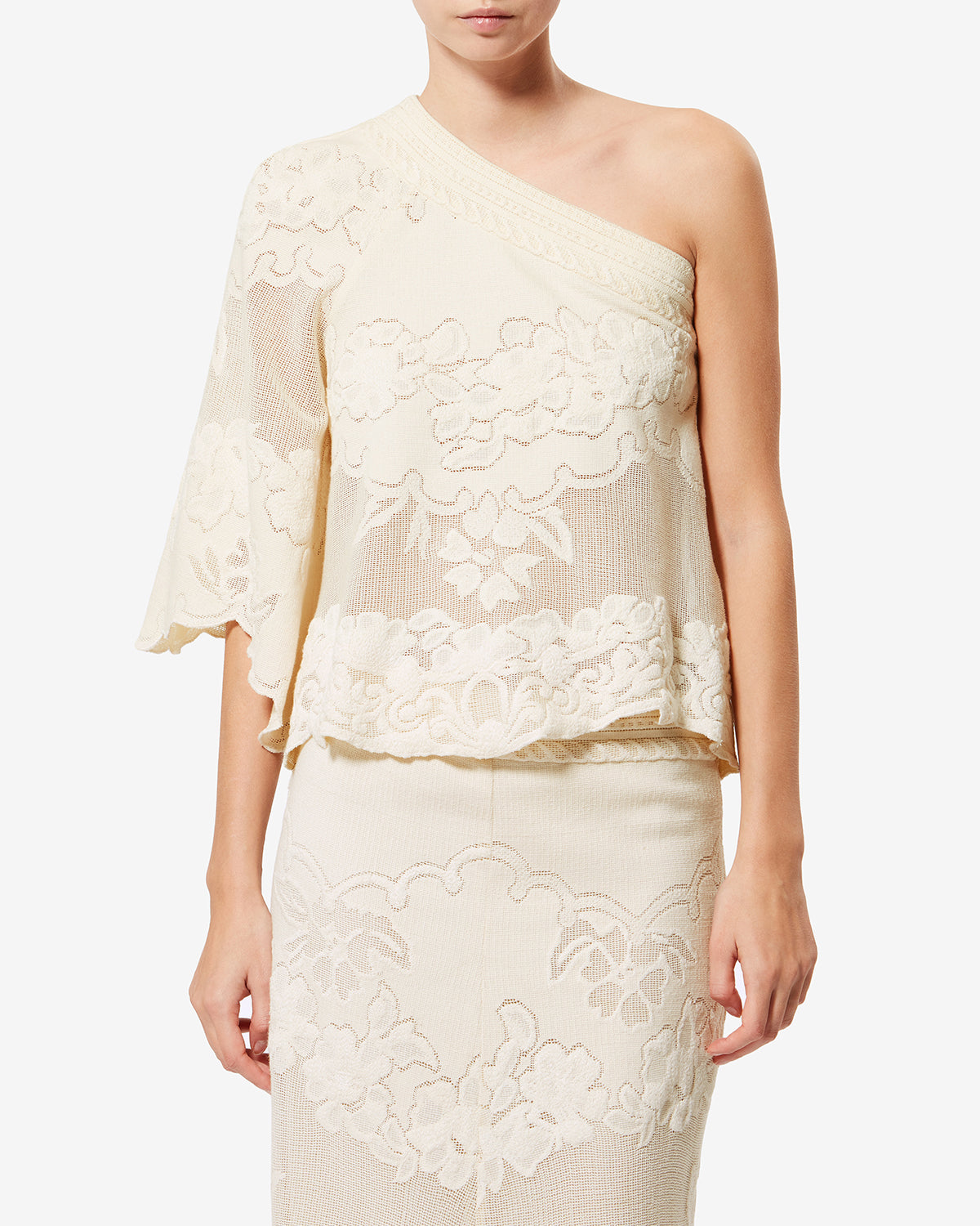 Isabel Marant Shilo top asymétrique écru guipure T1