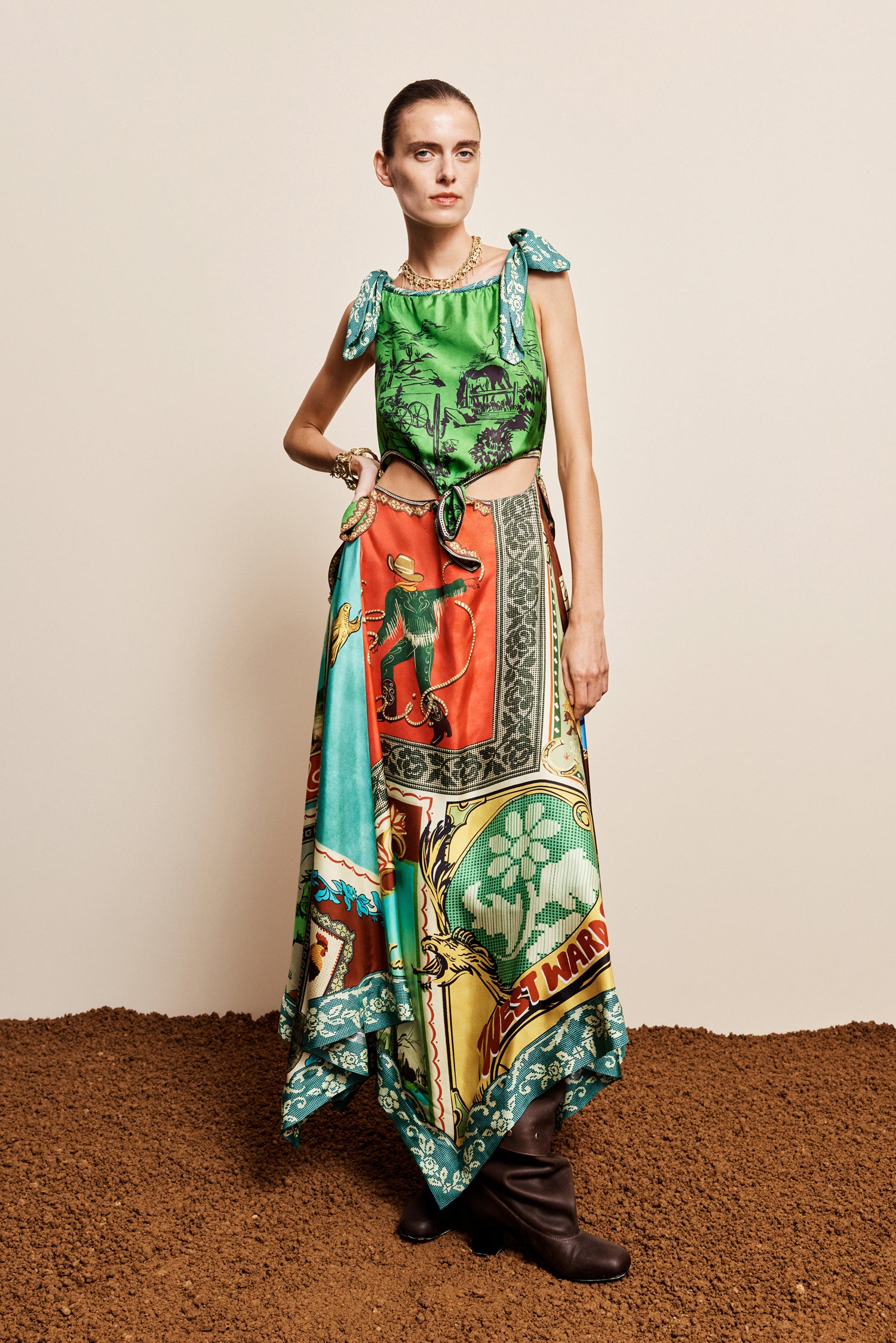 Alemais Ace Silk Scarf Dress robe midi soie
