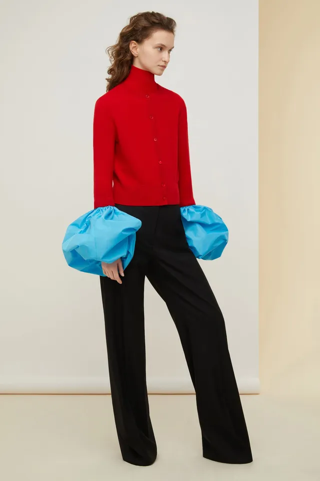 Patou KN055 Cardigan laine cachemire poppy court