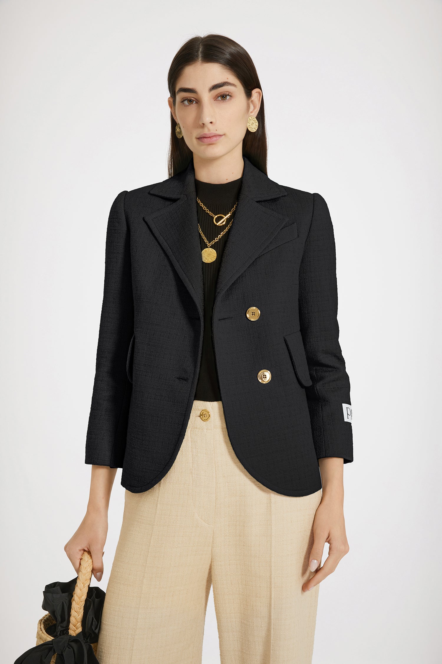 Patou JA0350162999B veste tailleur tweed coton noir