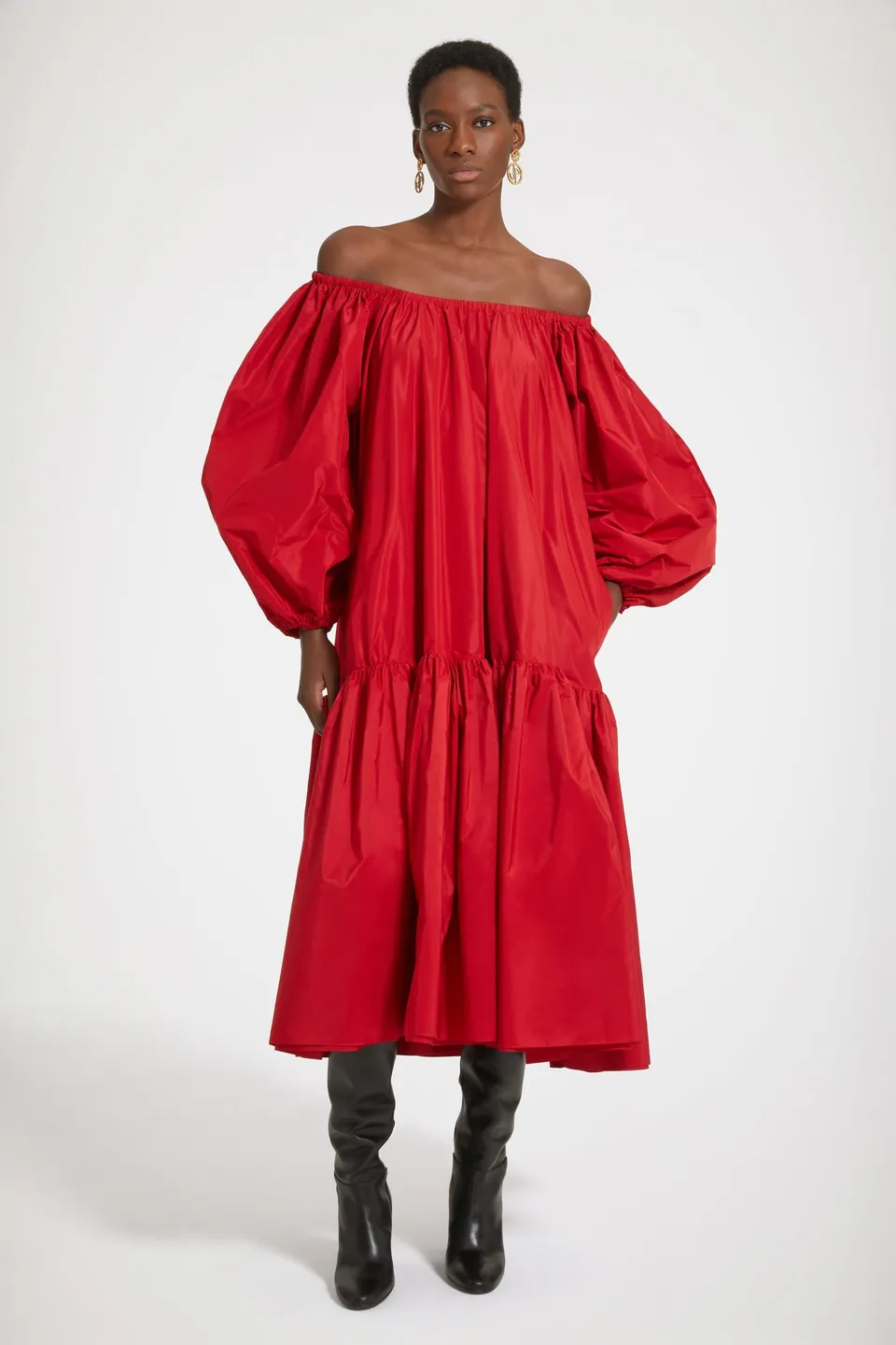 Patou H23DR1210011308R robe maxi rouge faille recyclée