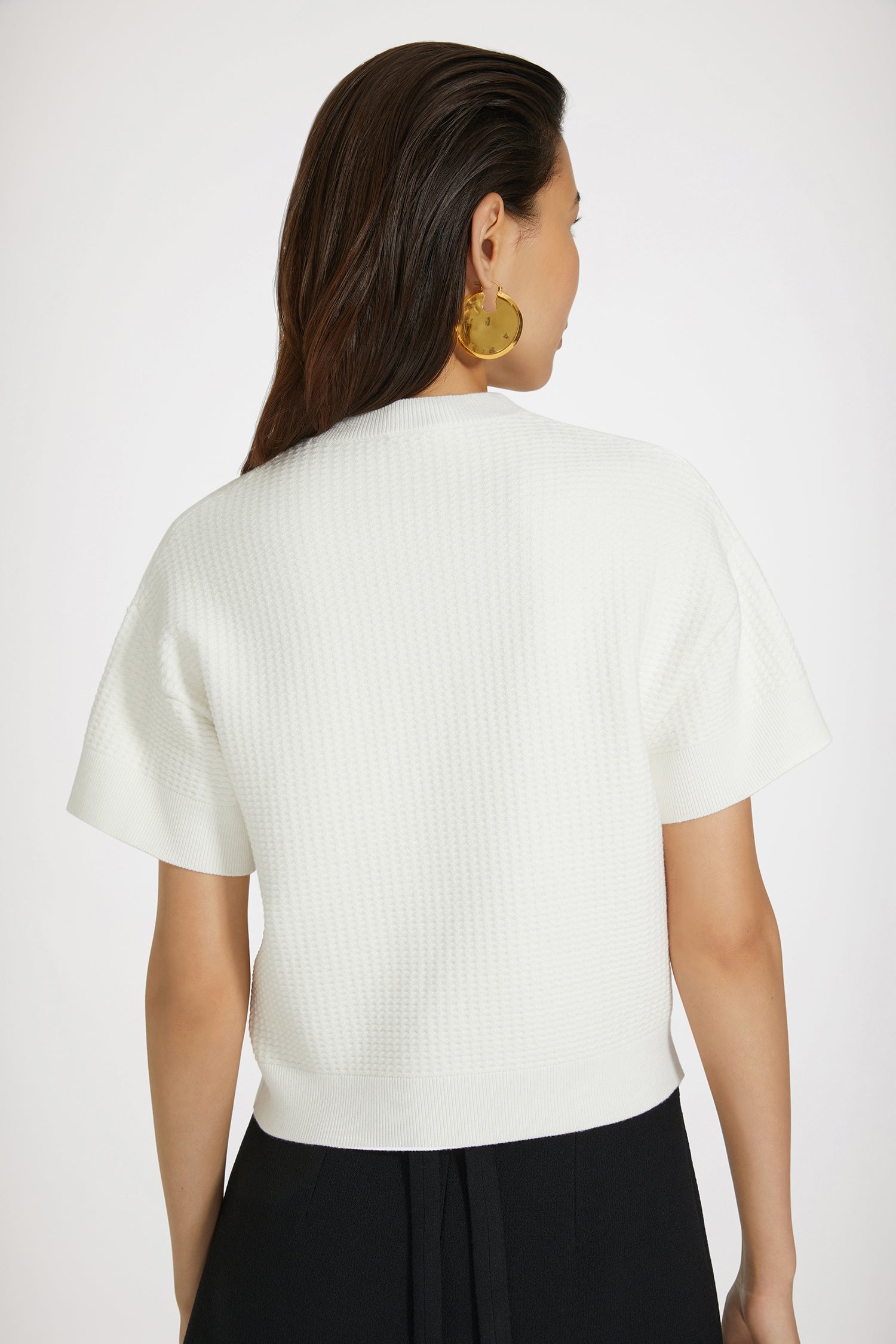Patou Knitwear KN168 pull manches courtes blanc maille 3D