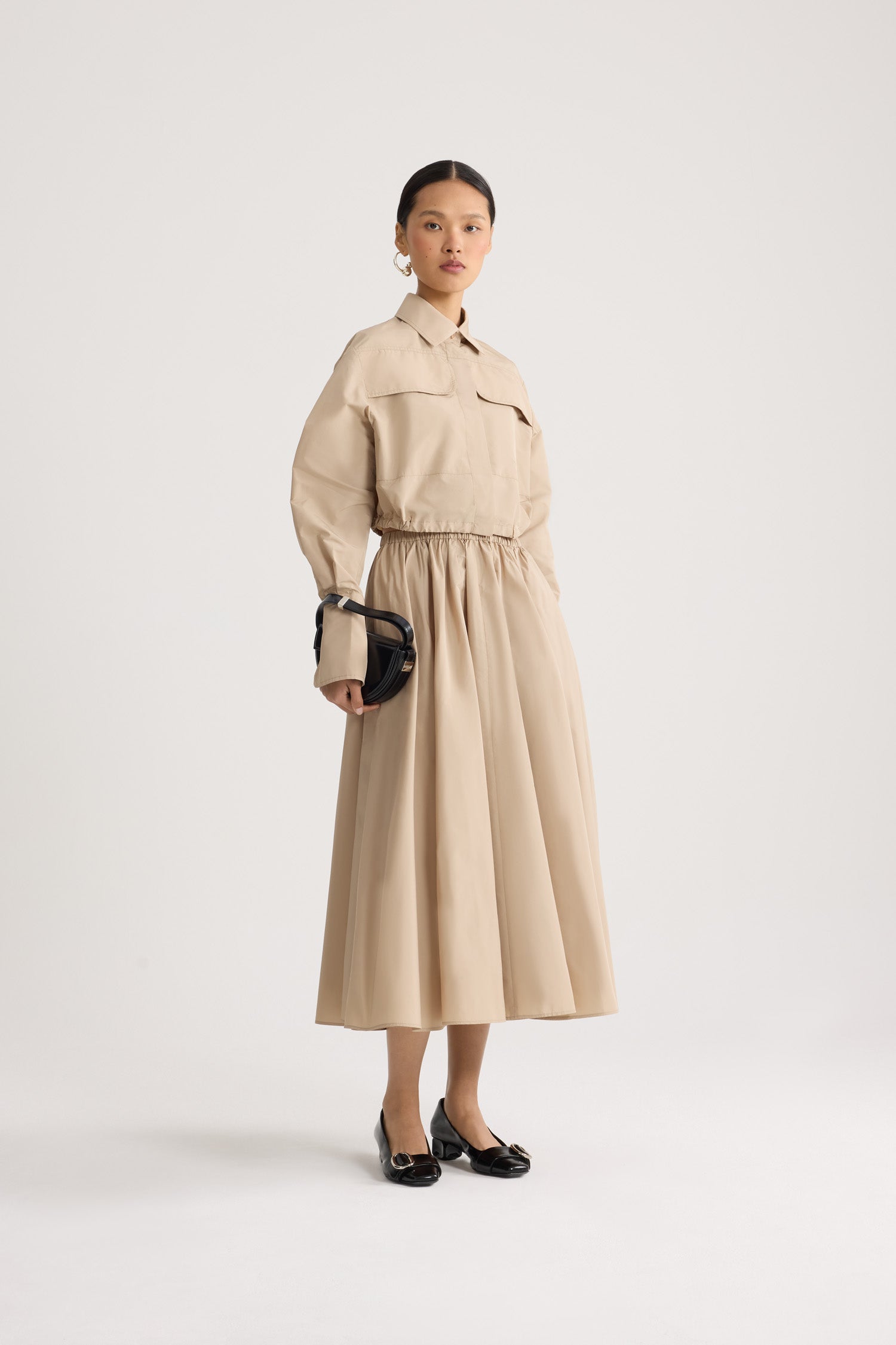 Patou P26SK111 jupe midi dune faille recyclée taille élastiquée