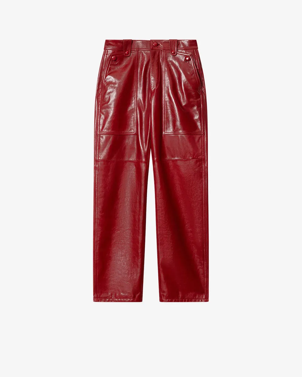 Isabel Marant Valka PA0809FA-D4B01I pantalon cuir deep red