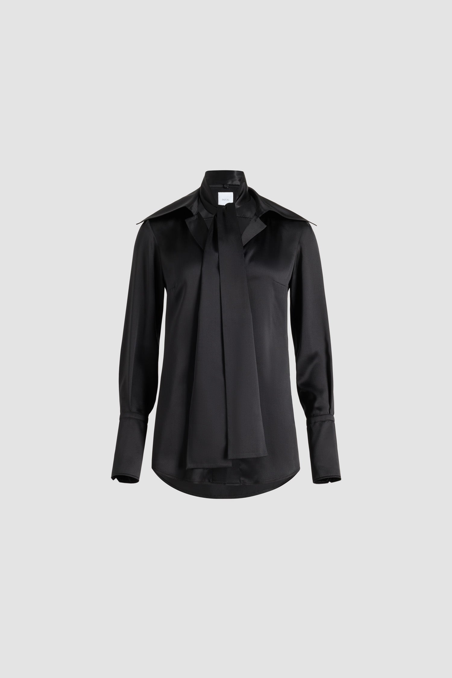 Patou BL053 Chemisier Soie Bio Noir Col Large