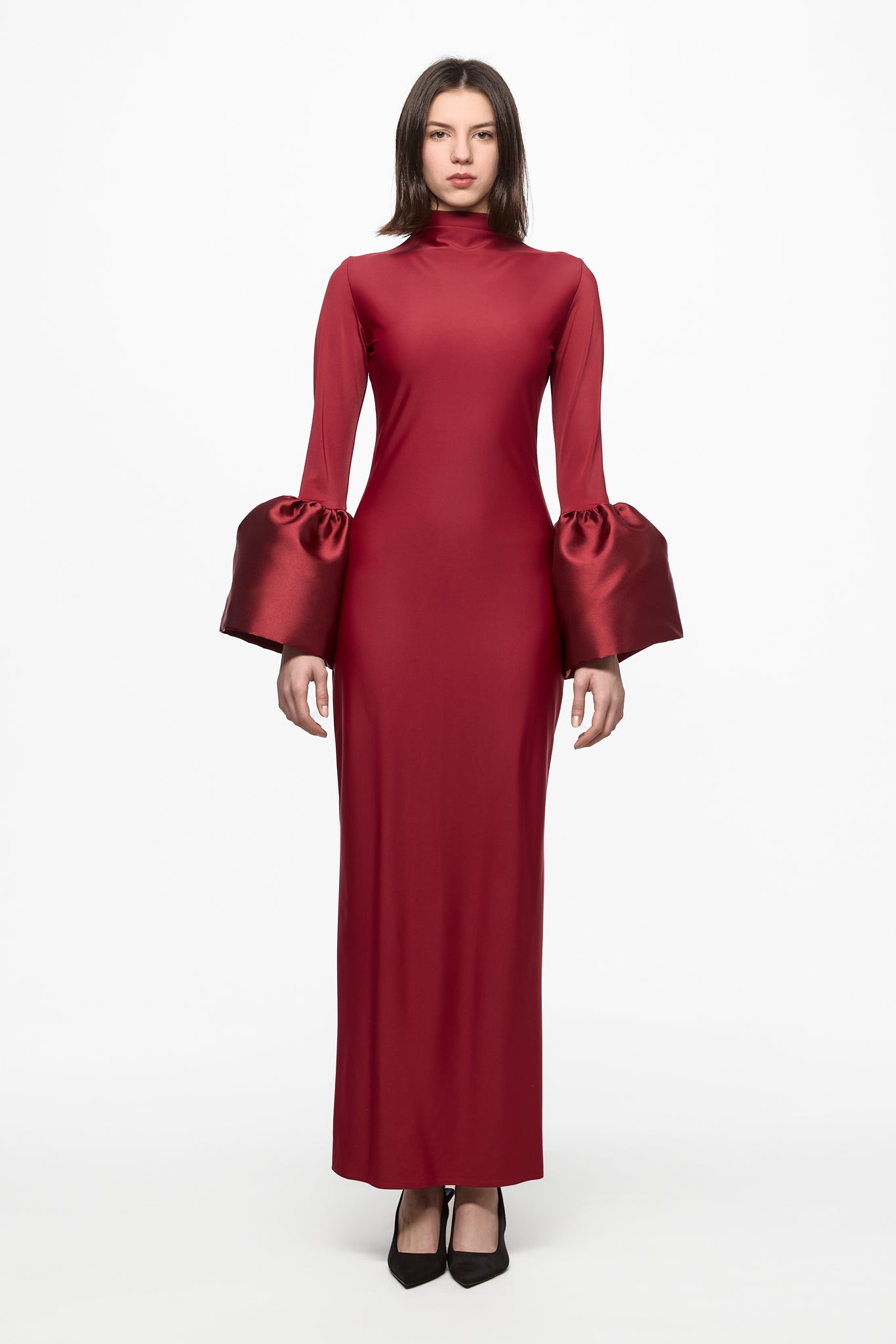 ATU Body Couture High Neck Midi Dress robe bordeaux S