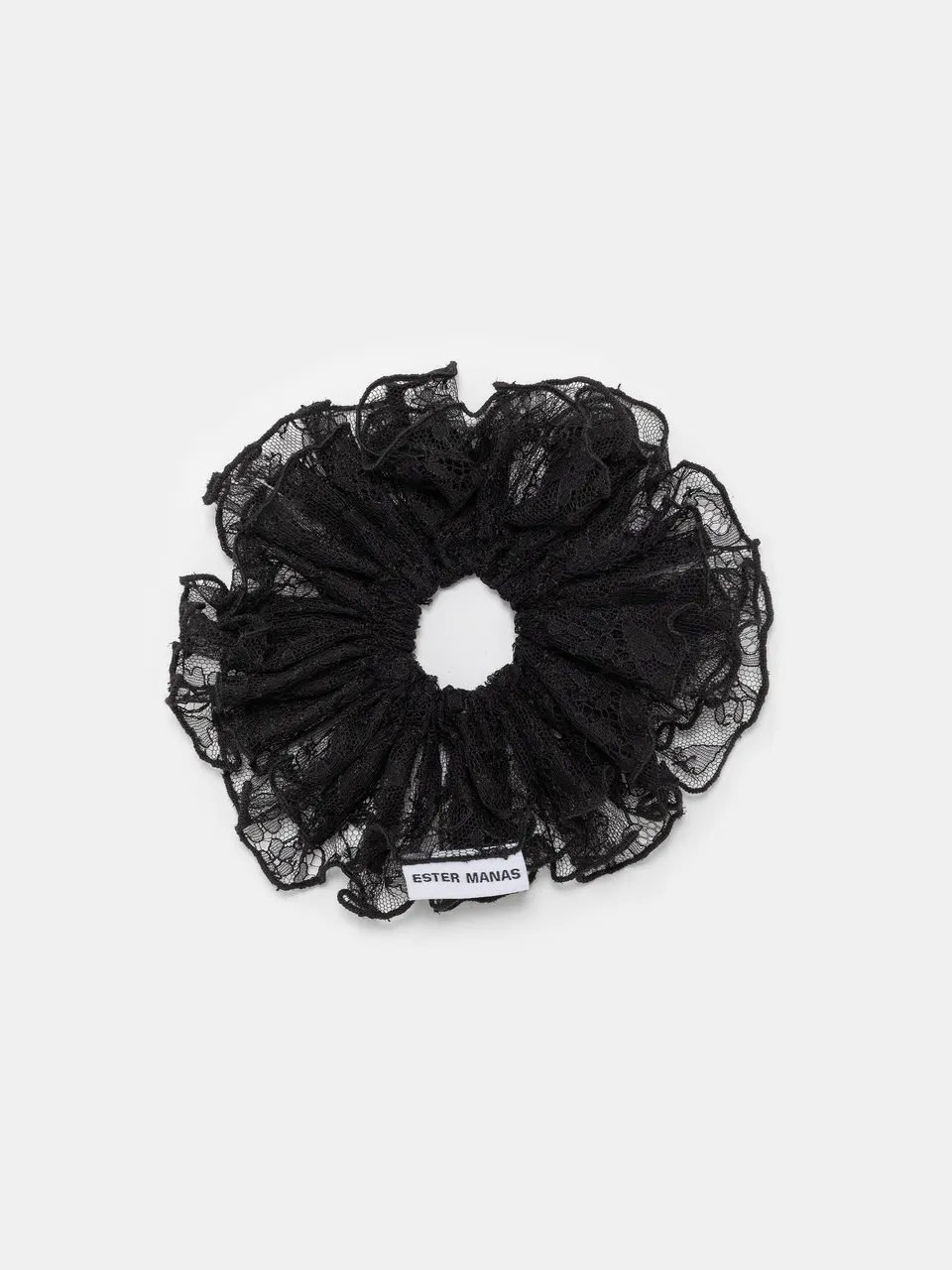 Ester Manas Black Floral chouchou noir dentelle 16 cm
