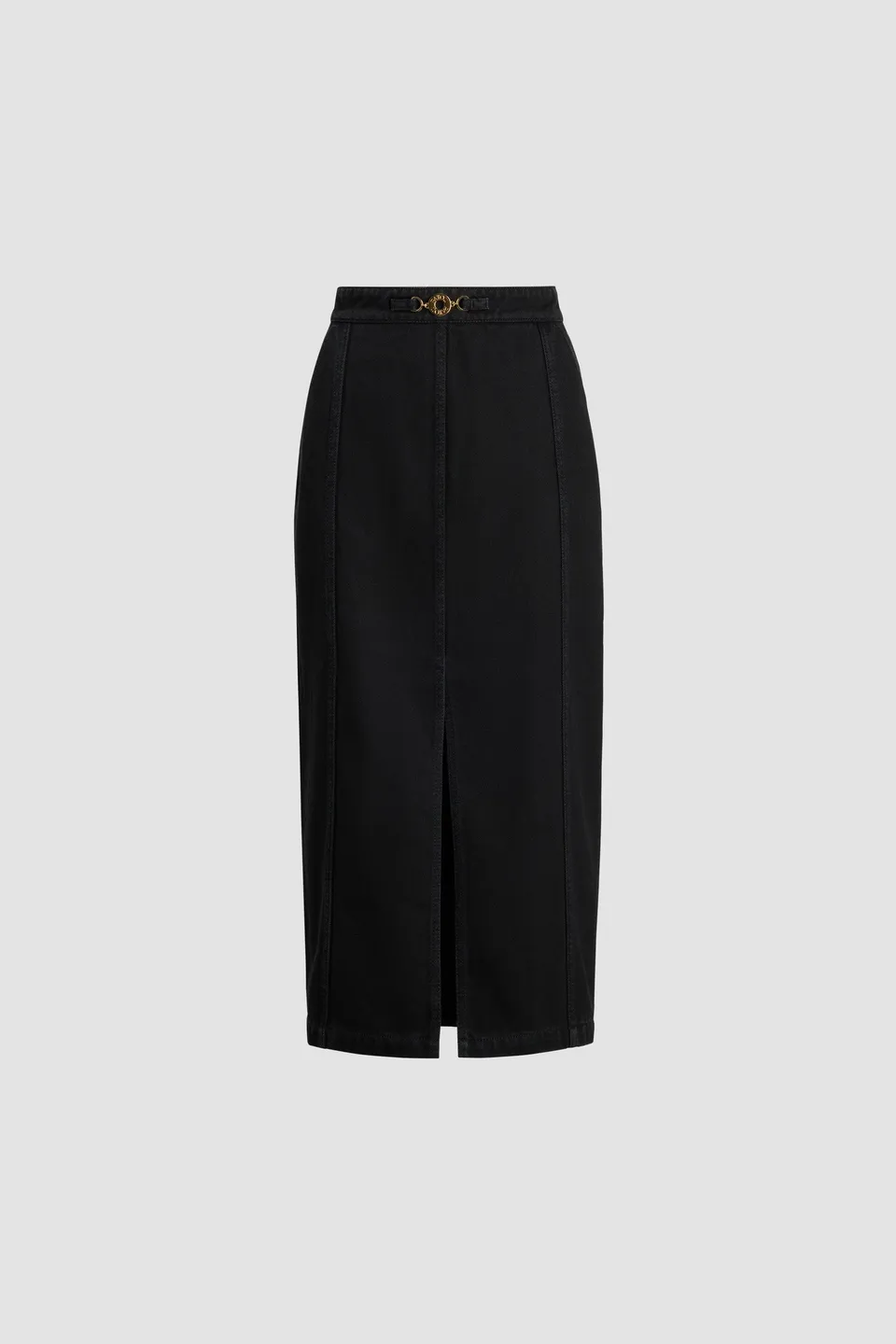 Patou SK050 jupe midi jean coton Khol Stone fendue