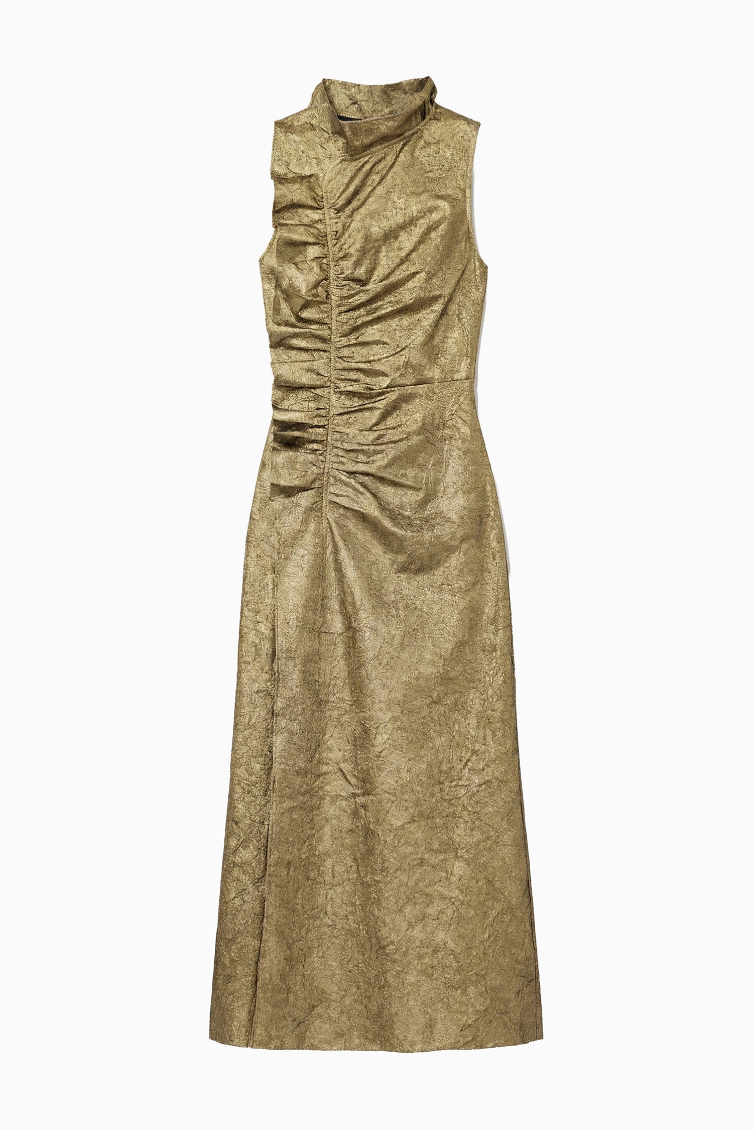 Ulla Johnson Demetria robe midi light gold taffetas