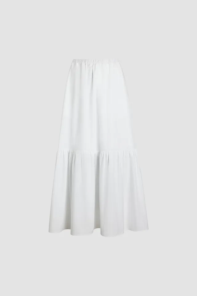 Patou SK073 Jupe Maxi Blanche Coton Bio Volants