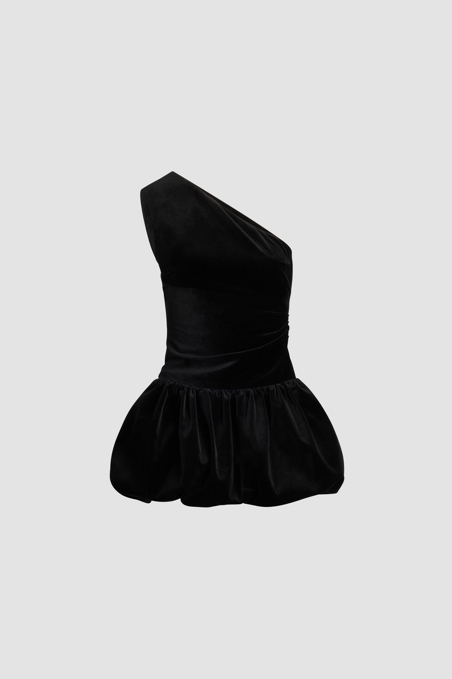 Patou A25DR171 mini robe velours coton noir asymétrique