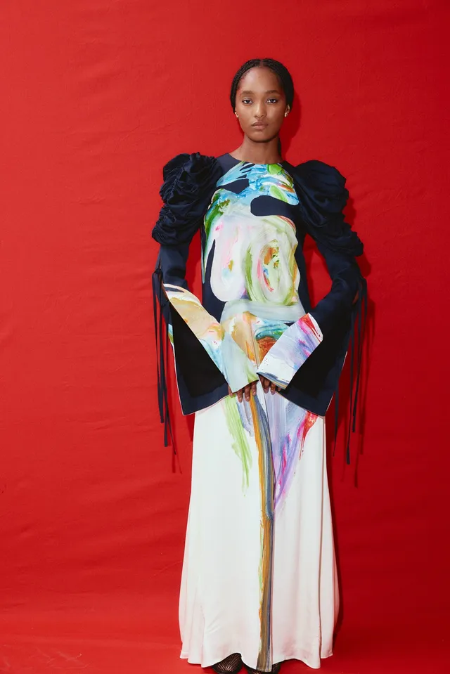 Alemäis Jedda Tie Sleeve Gown robe longue viscose doublée