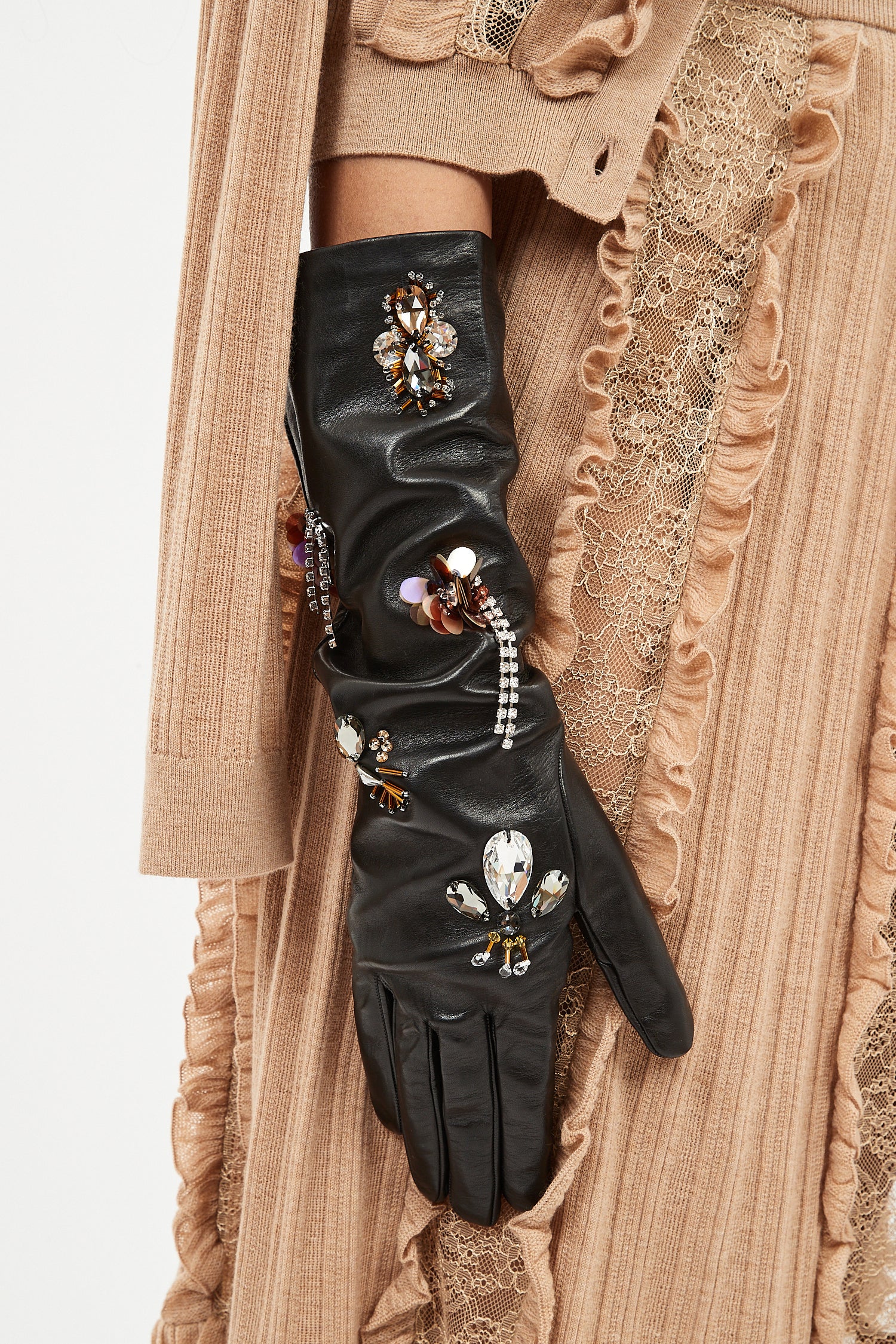 Ulla Johnson Laetitia Gants Cuir Noir Brodé S M L