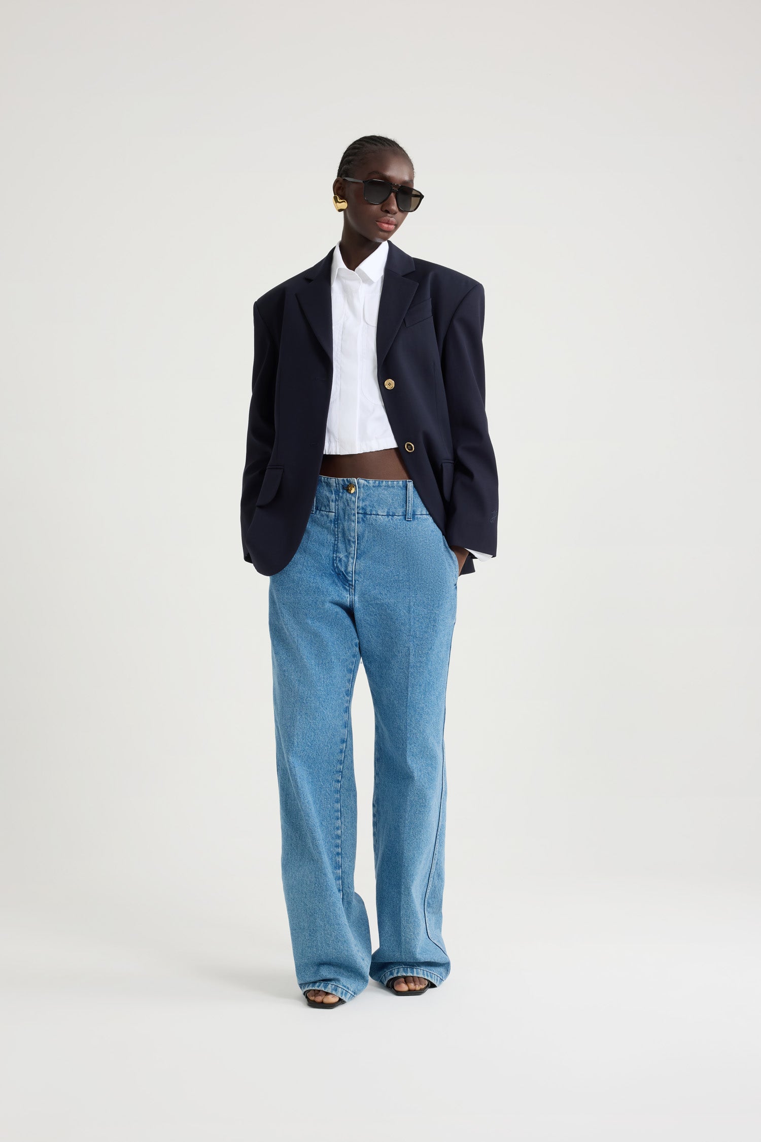 Patou P25JA047 veste oversize bleu marine 34-44 laine