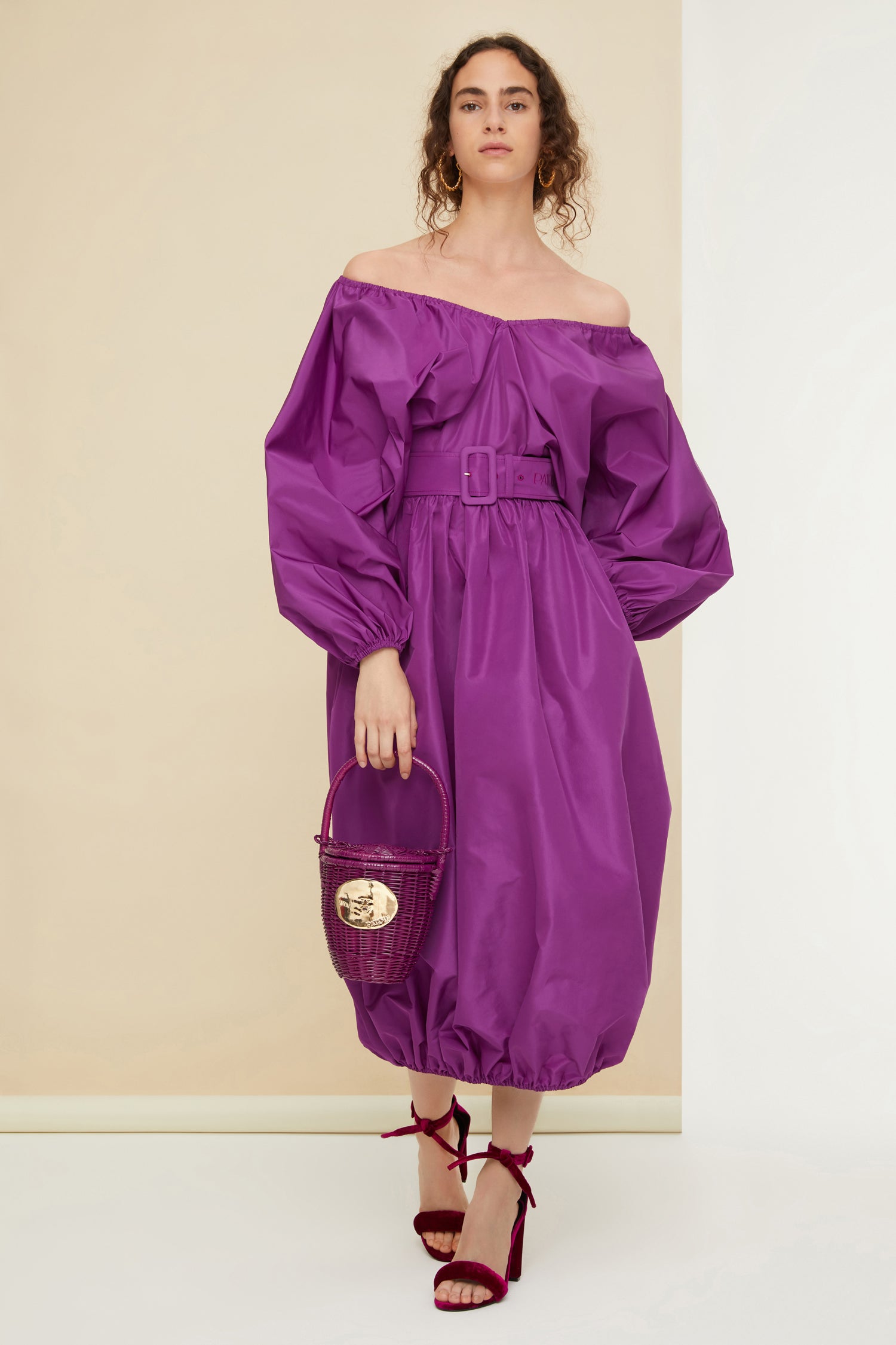 Patou DR085 robe maxi à ceinture faille recyclée Anemone