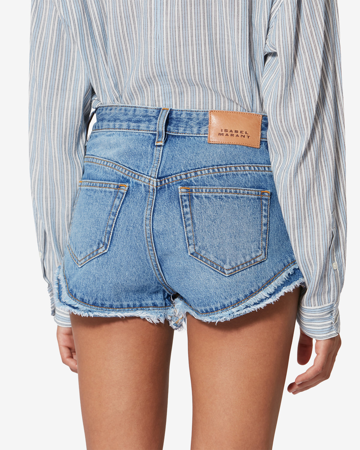Isabel Marant Eneidala short denim bleu clair coupe mini