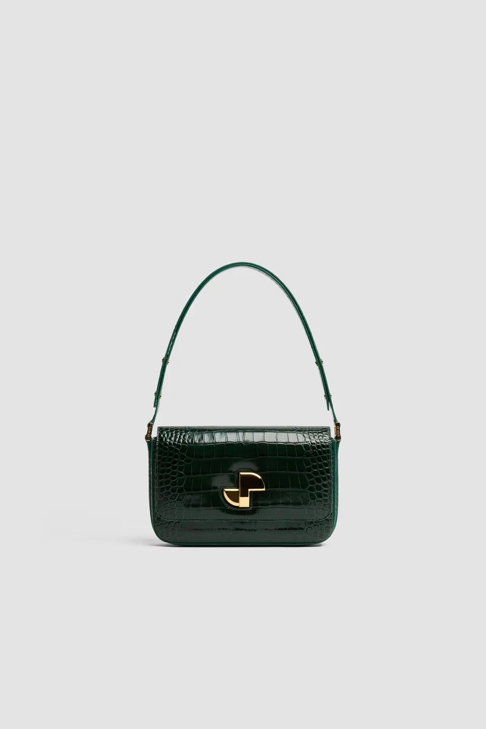 Patou BA0175044755G sac cuir croco Garden Green fermoir JP