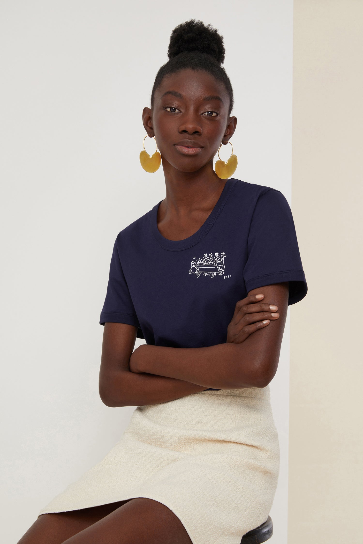 Patou Bosc JE017 t-shirt coton bio bleu encre femme
