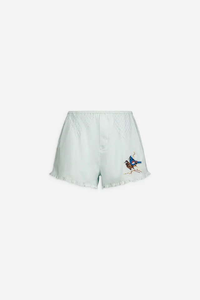 Paul & Joe Tailoring PIAF short voile coton brodé baby blue