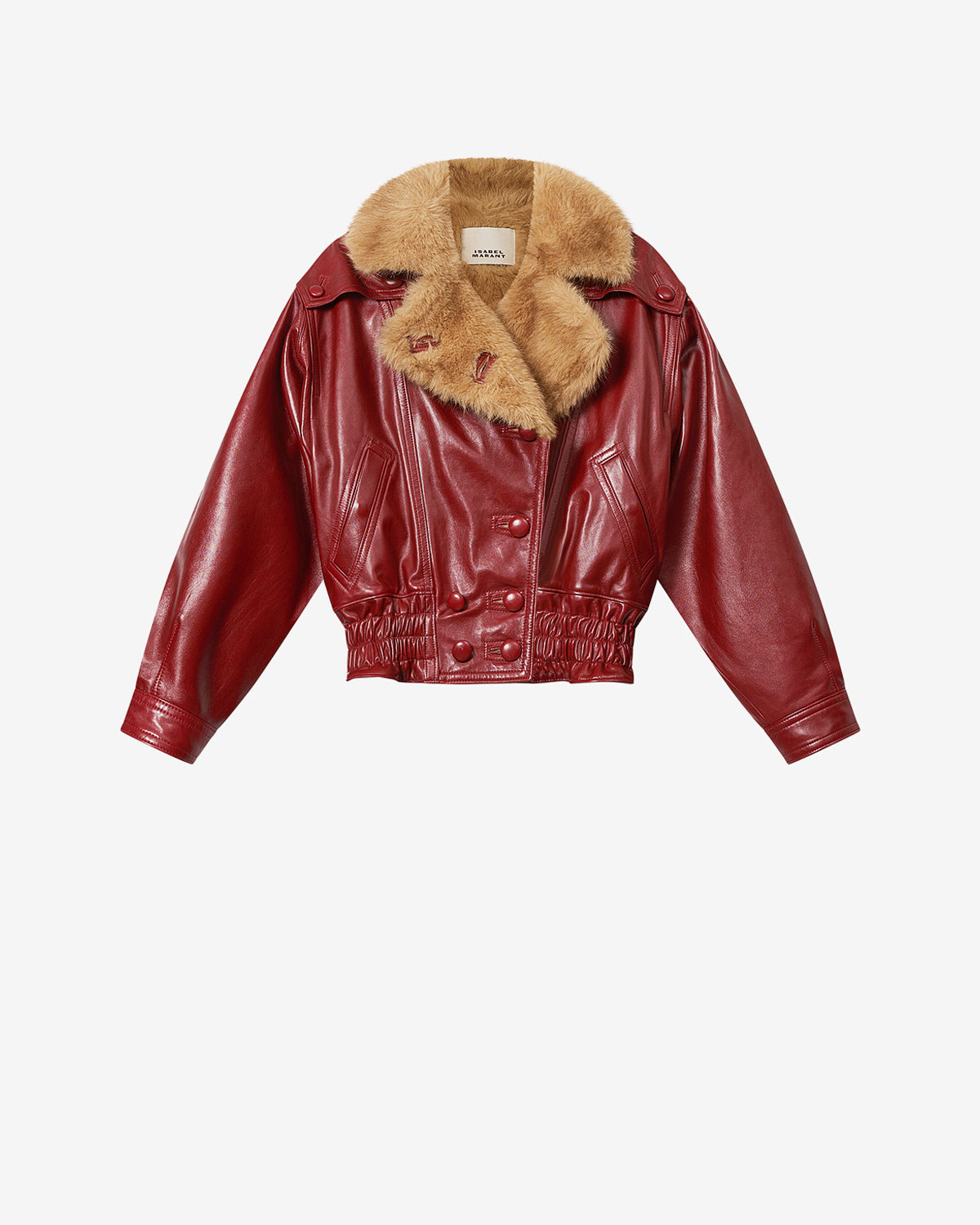 Isabel Marant Vestes Valina veste cuir deep red fourrure 34-42