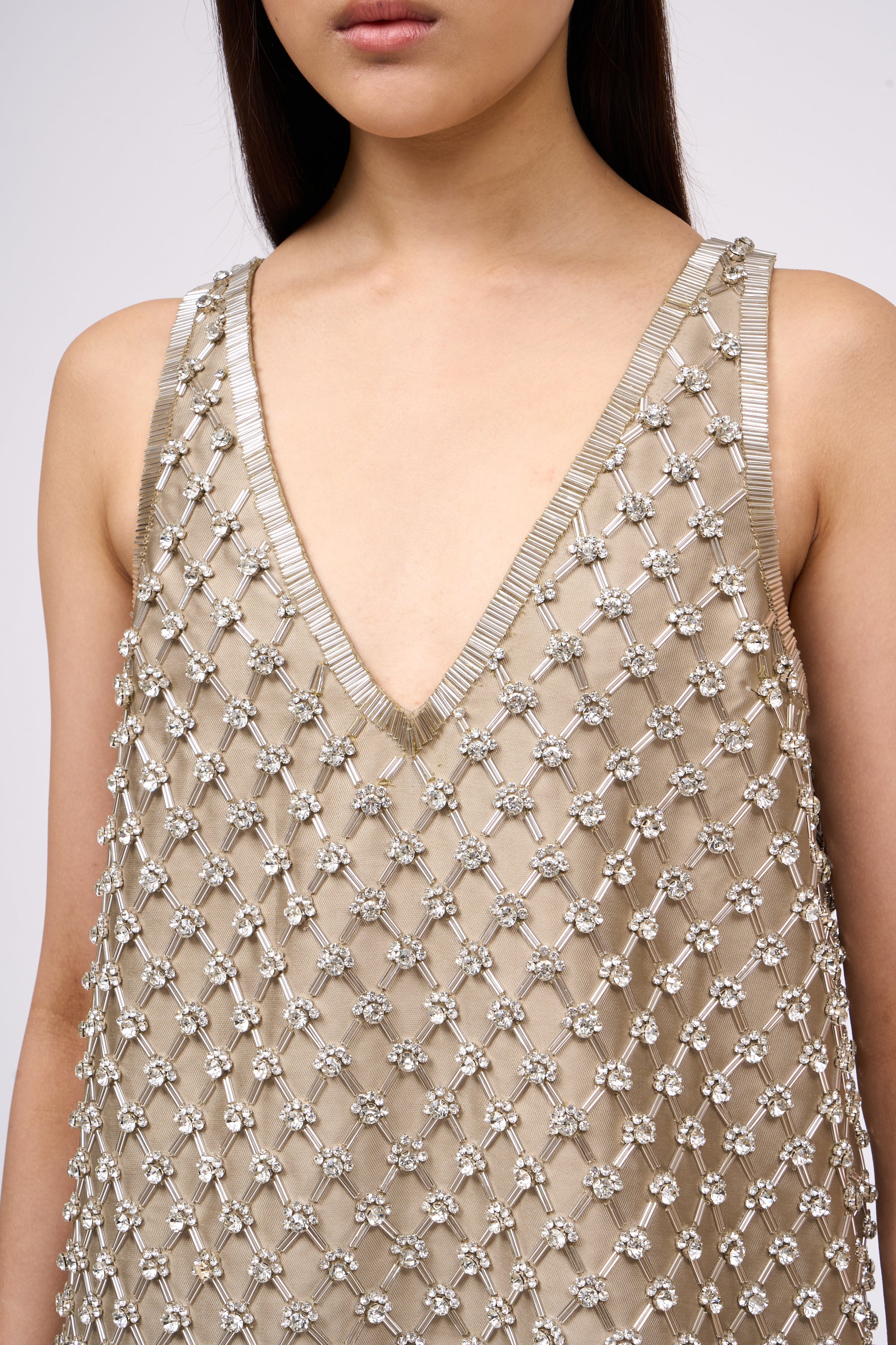 Paul & Joe Aubepine robe trapèze strass tilleul