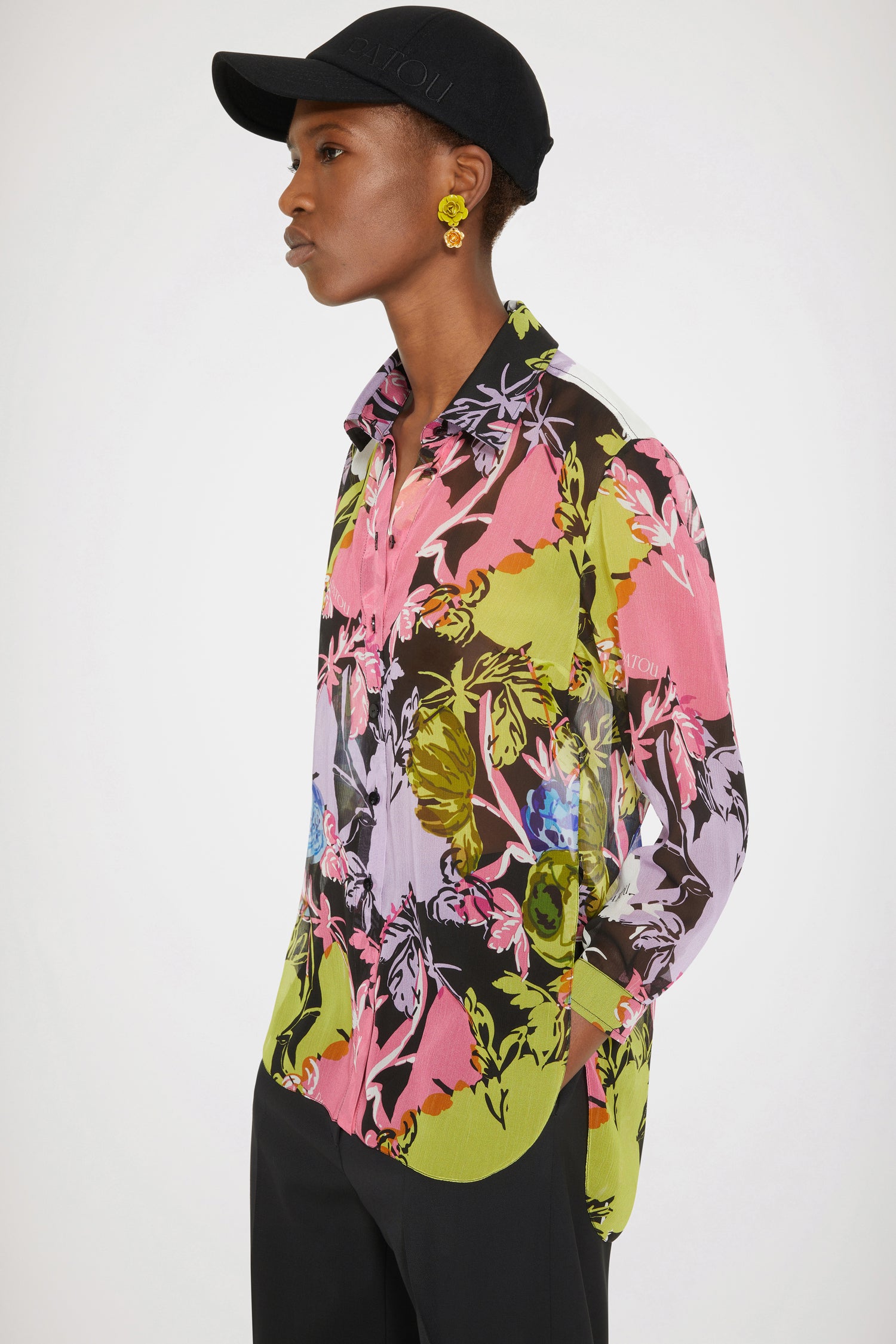 Patou Tops H22BL02101275047 chemise fleurs soie Absinthe