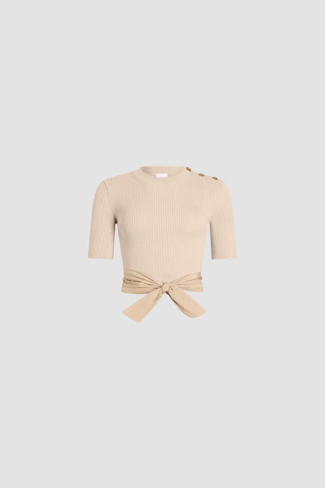 Patou KN323 t-shirt coton bio noeud faille Dune XS-XL