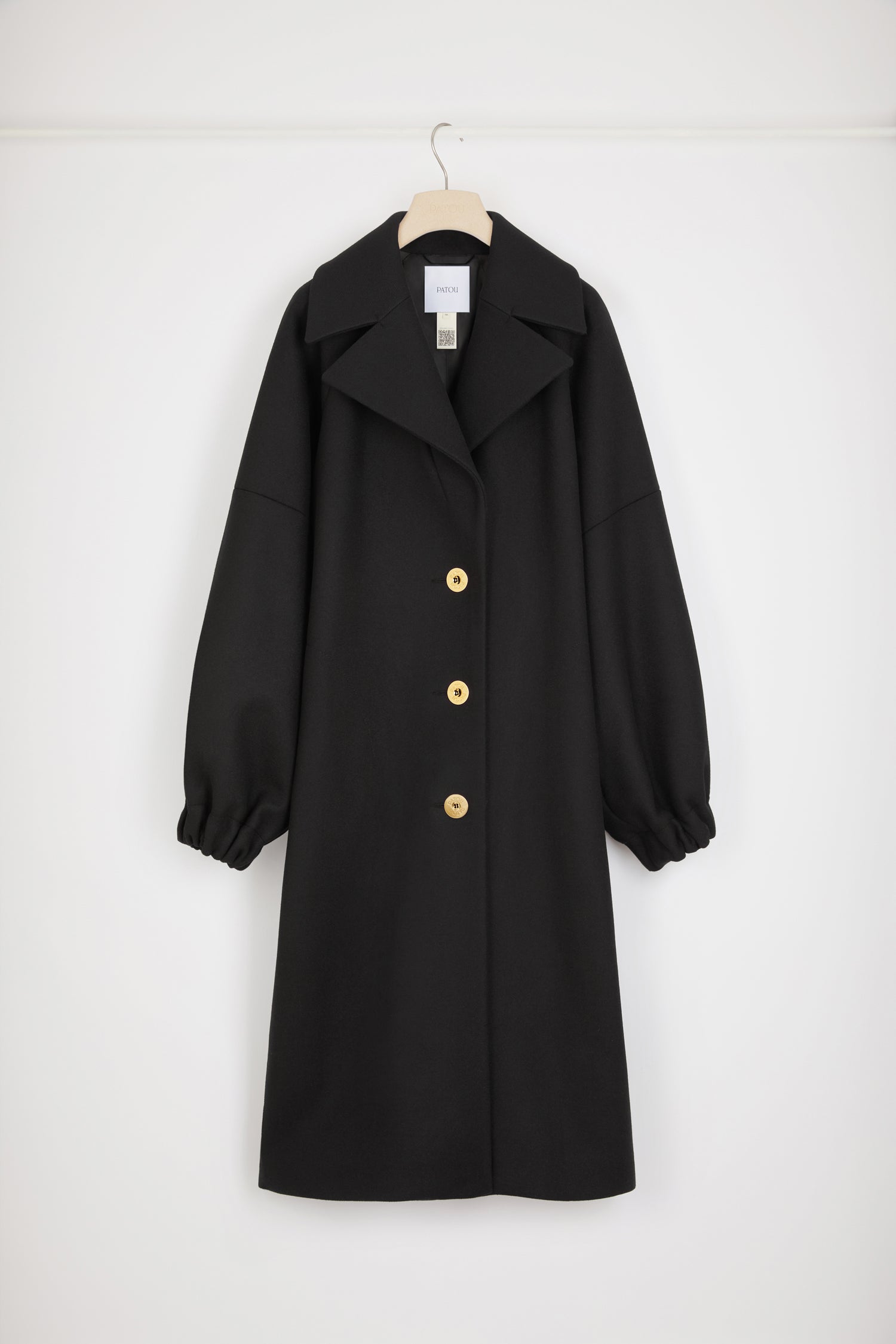 Patou Cocoon CO018 manteau laine noir feutre