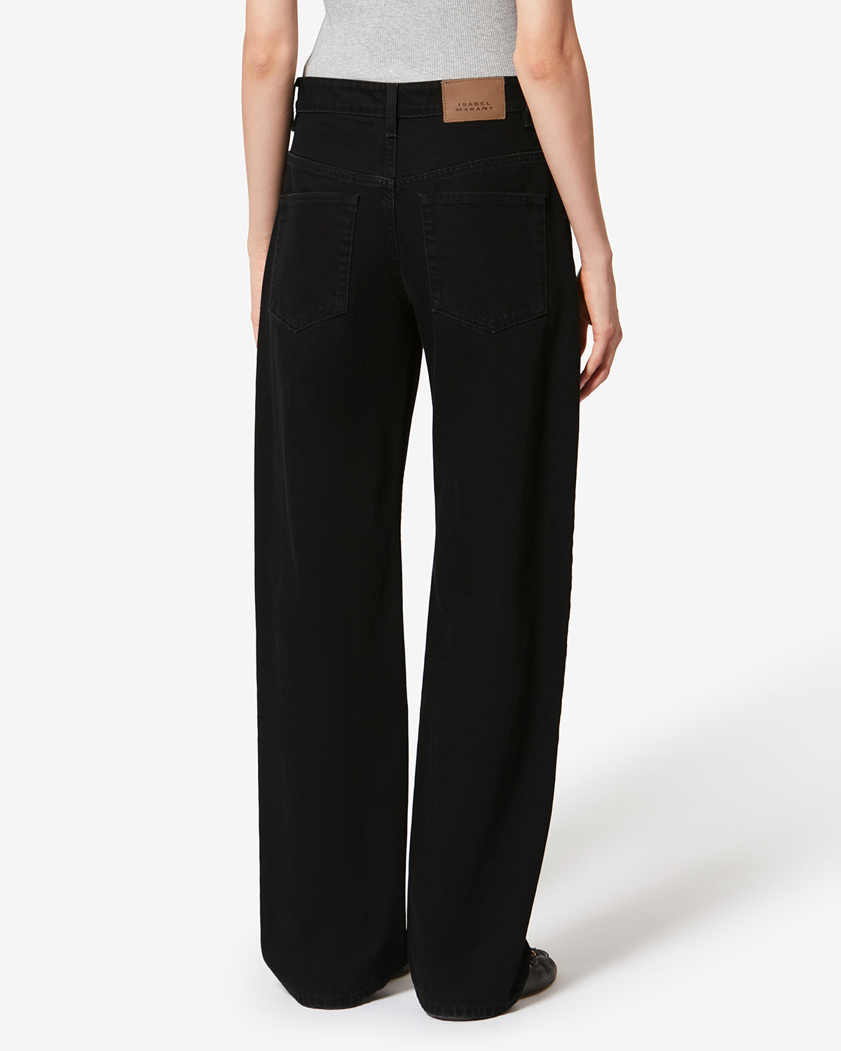 Isabel Marant Dromie jean droit noir délavé coton